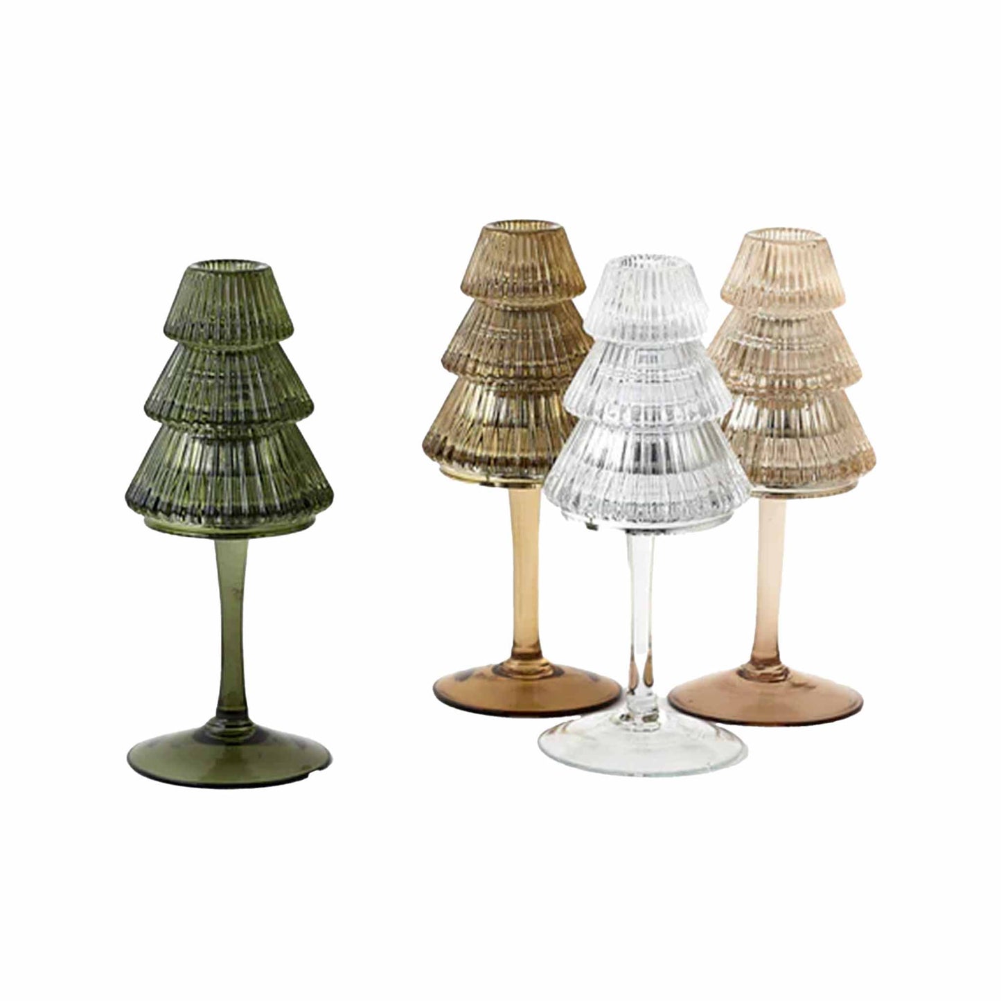 ONE HUNDRED 80 DEGREES TREE TAPER CANDLE HOLDER ON PEDESTAL BASE ASSORTED