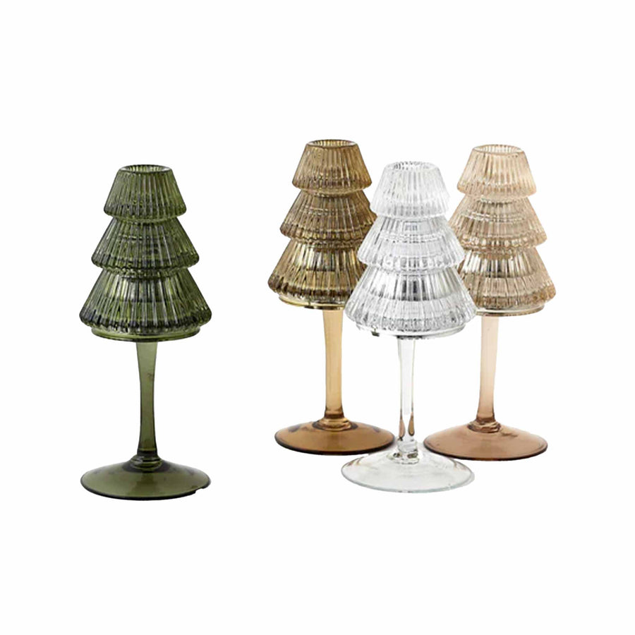 ONE HUNDRED 80 DEGREES TREE TAPER CANDLE HOLDER ON PEDESTAL BASE ASSORTED