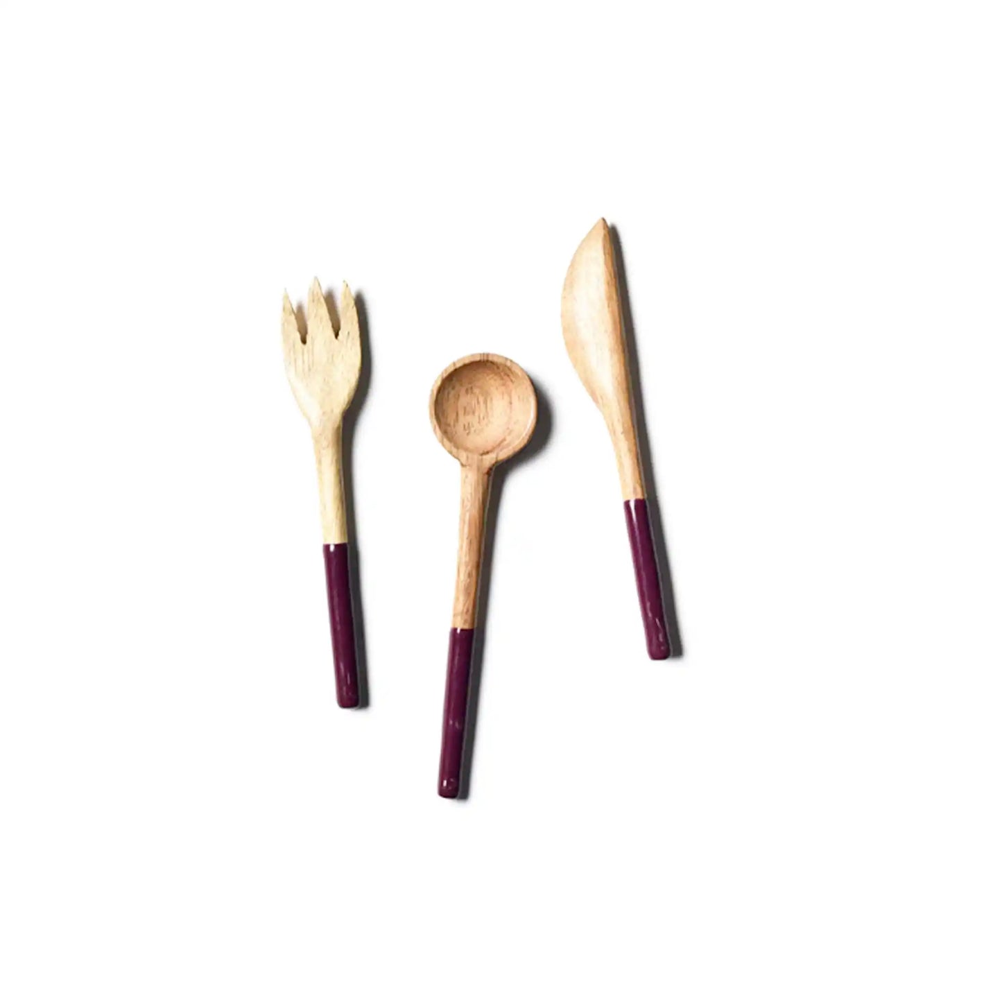 COTON COLORS WOOD APPETIZER UTENSIL 3 PIECE SET COQUETTE