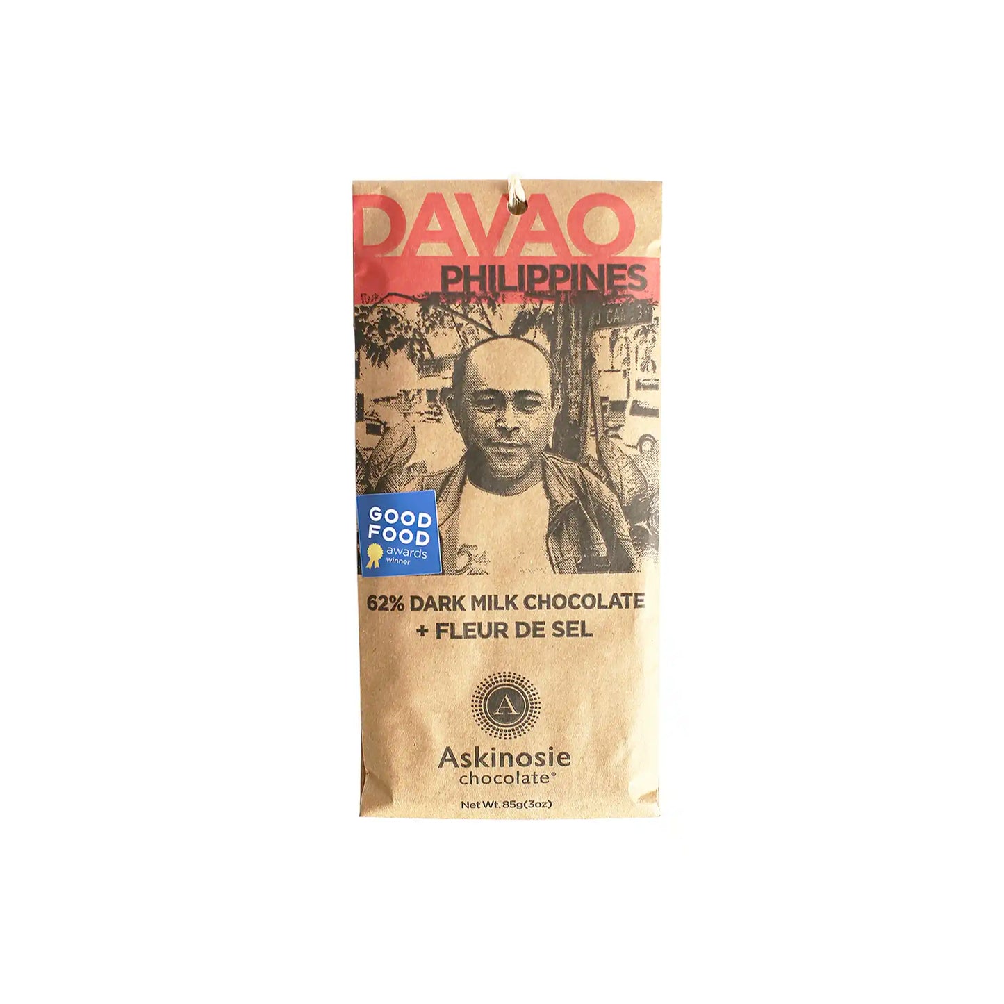ASKINOSIE DARK MILK CHOCOLATE 62% WITH FLEUR DE SEL 85g