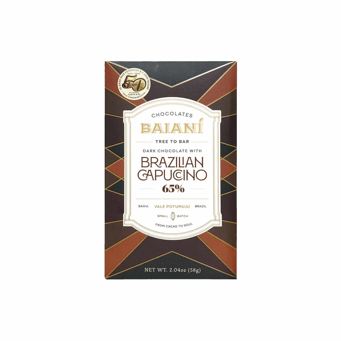 BAIANI 65% DARK CHOCOLATE WITH BRAZILIAN CAPPUCCINO 58g