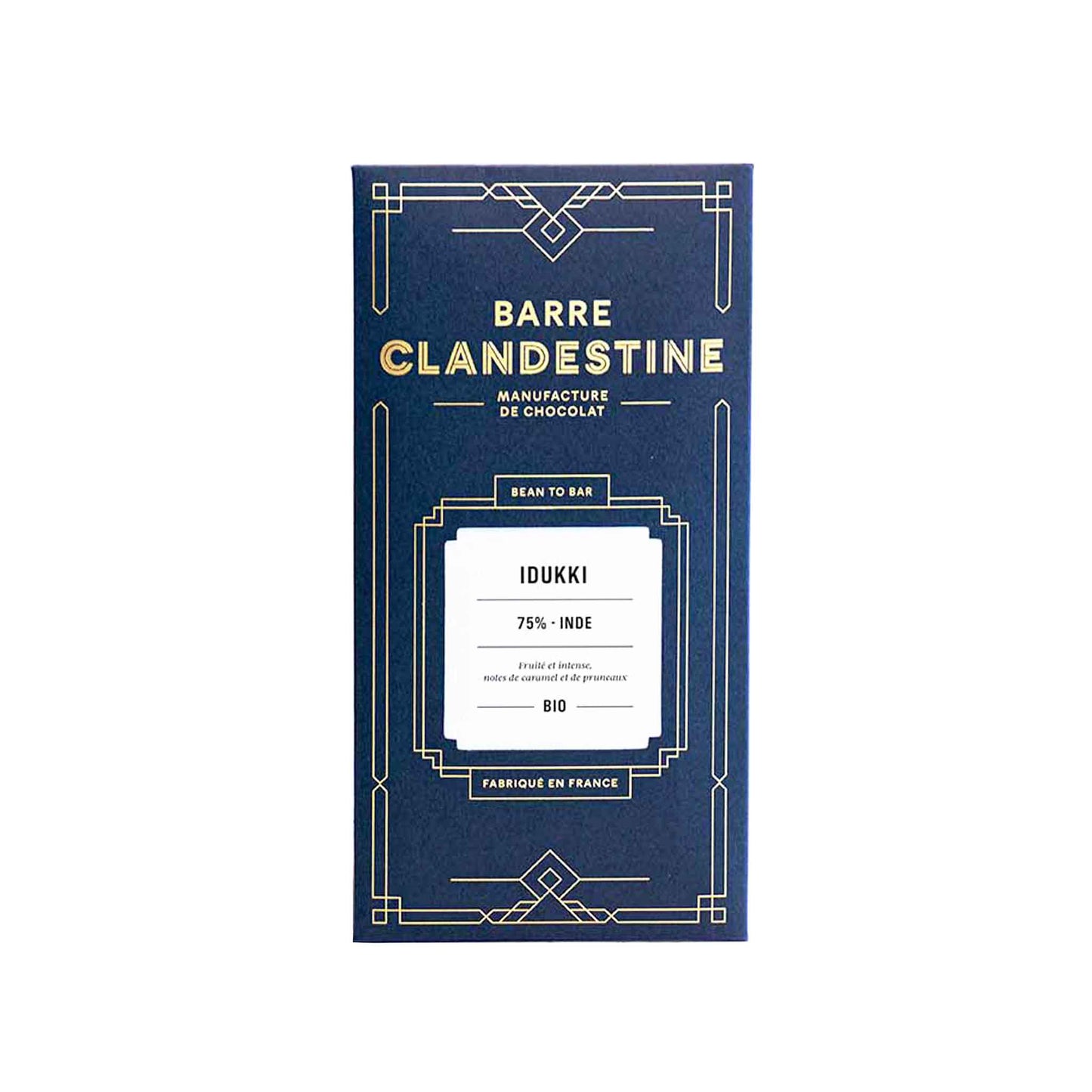 BARRE CLANDESTINE IDUKKI 75% DARK CHOCOLATE 60g