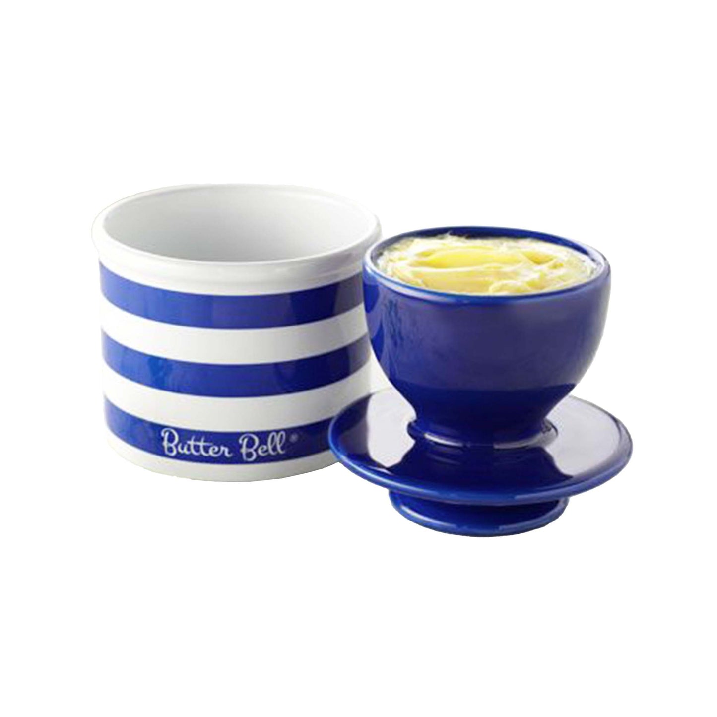 BUTTER BELL NAUTICAL BLUE STRIPED CROCK