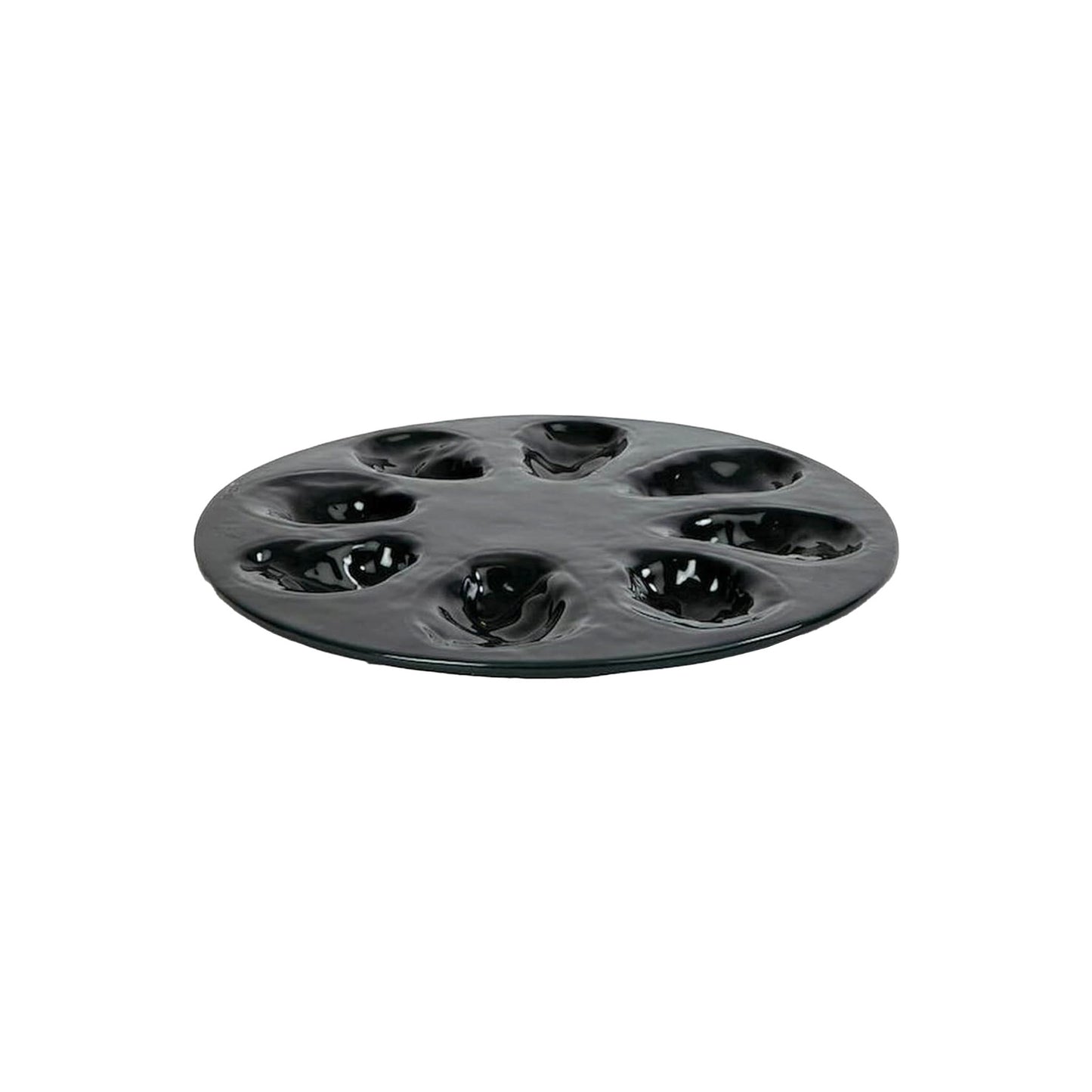BYON grey stoneware oyster serving plate with shaped wells