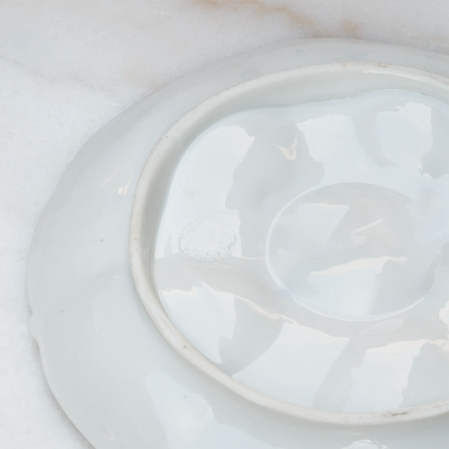 VINTAGE LIMOGES OYSTER PLATE 19TH CENTURY - BLUE FLORAL