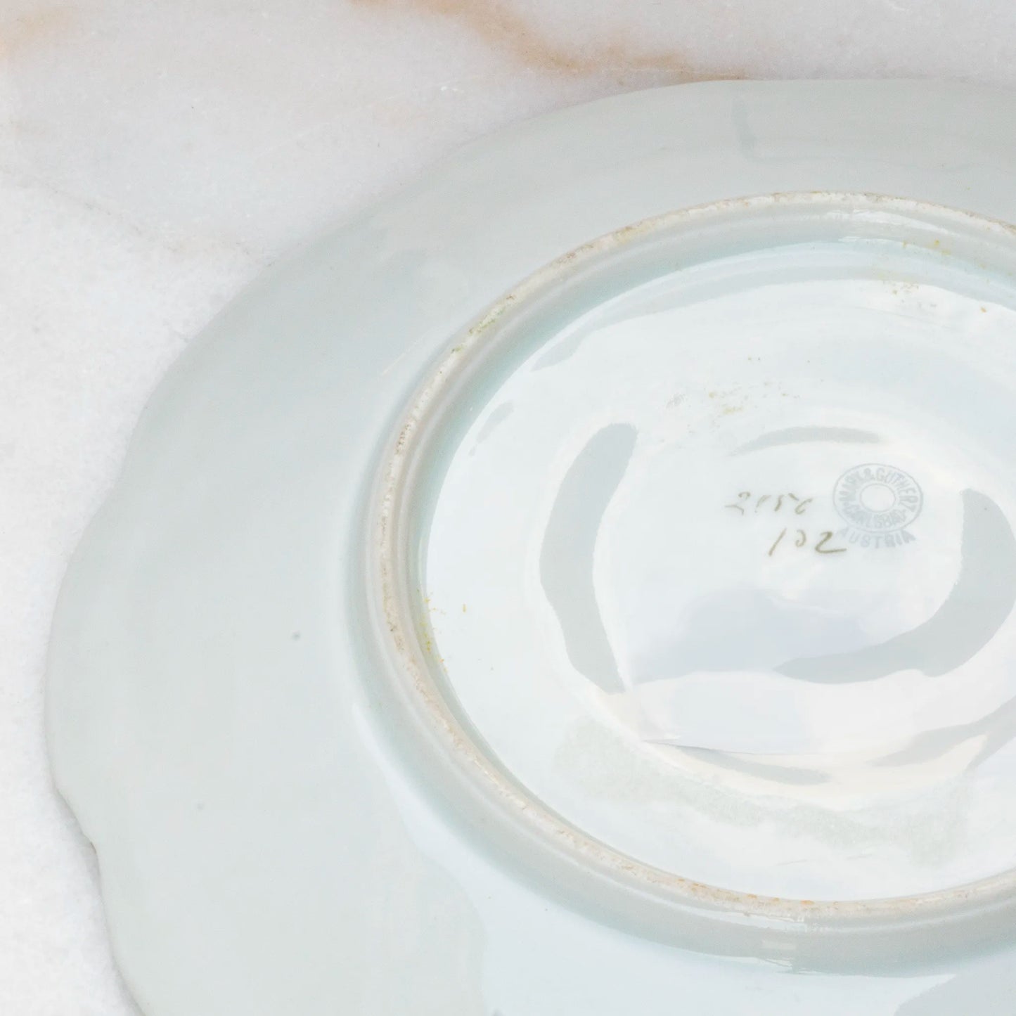 VINTAGE LIMOGES OYSTER PLATE 19TH CENTURY - BLUE & BROWN FLORAL