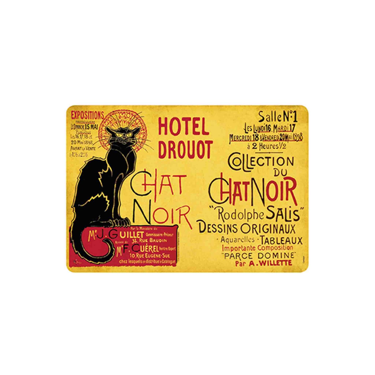 CARTEXPO "CHAT NOIR HOTEL DROUOT" VINTAGE STYLE PLACEMAT