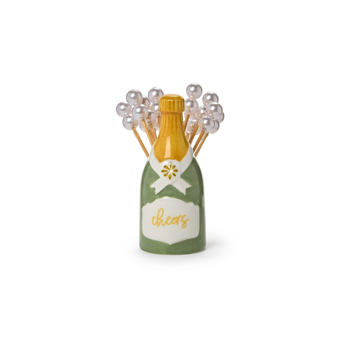 CHAMPAGNE BOTTLE PEARL COCKTAIL PICK HOLDER
