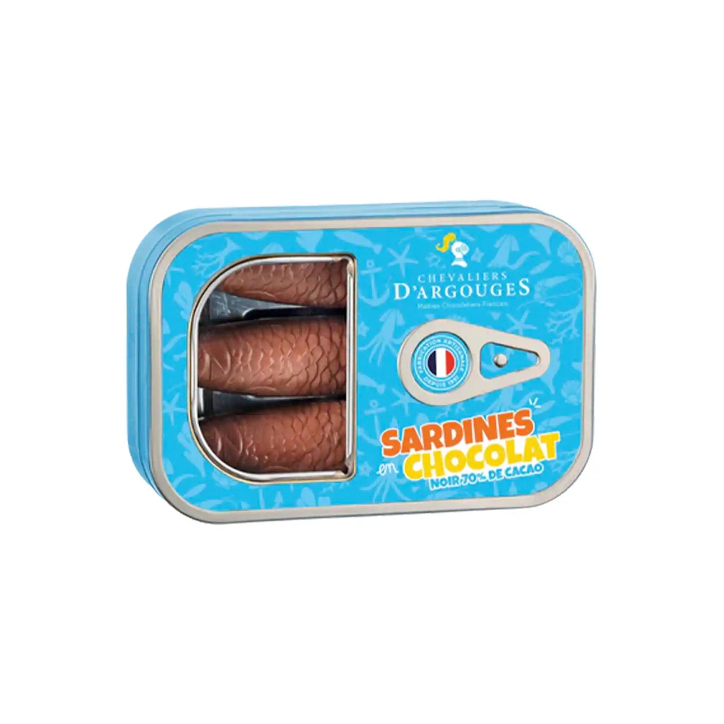 CHEVALIER D'ARGOUGES MILK CHOCOLATE SARDINES TIN 980g