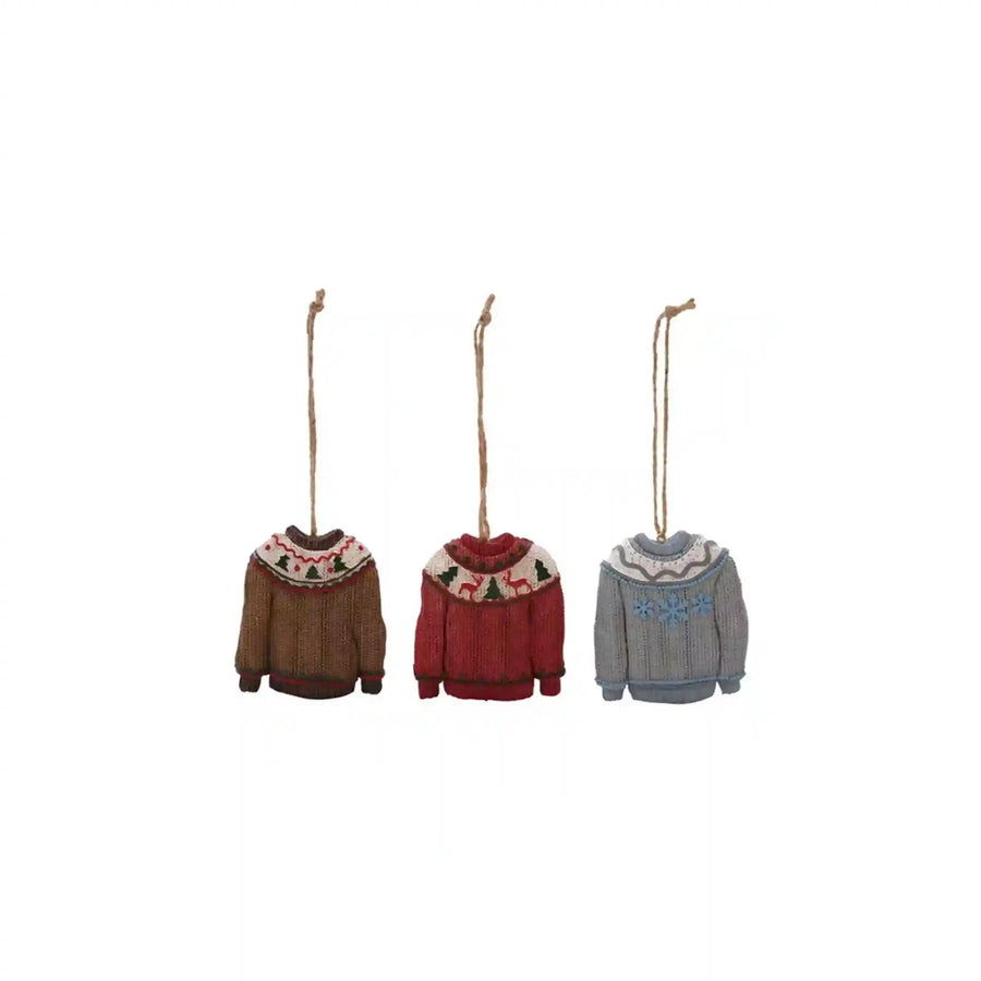 CREATIVE CO-OP RESIN SWEATER ORNAMENT ASSORTED