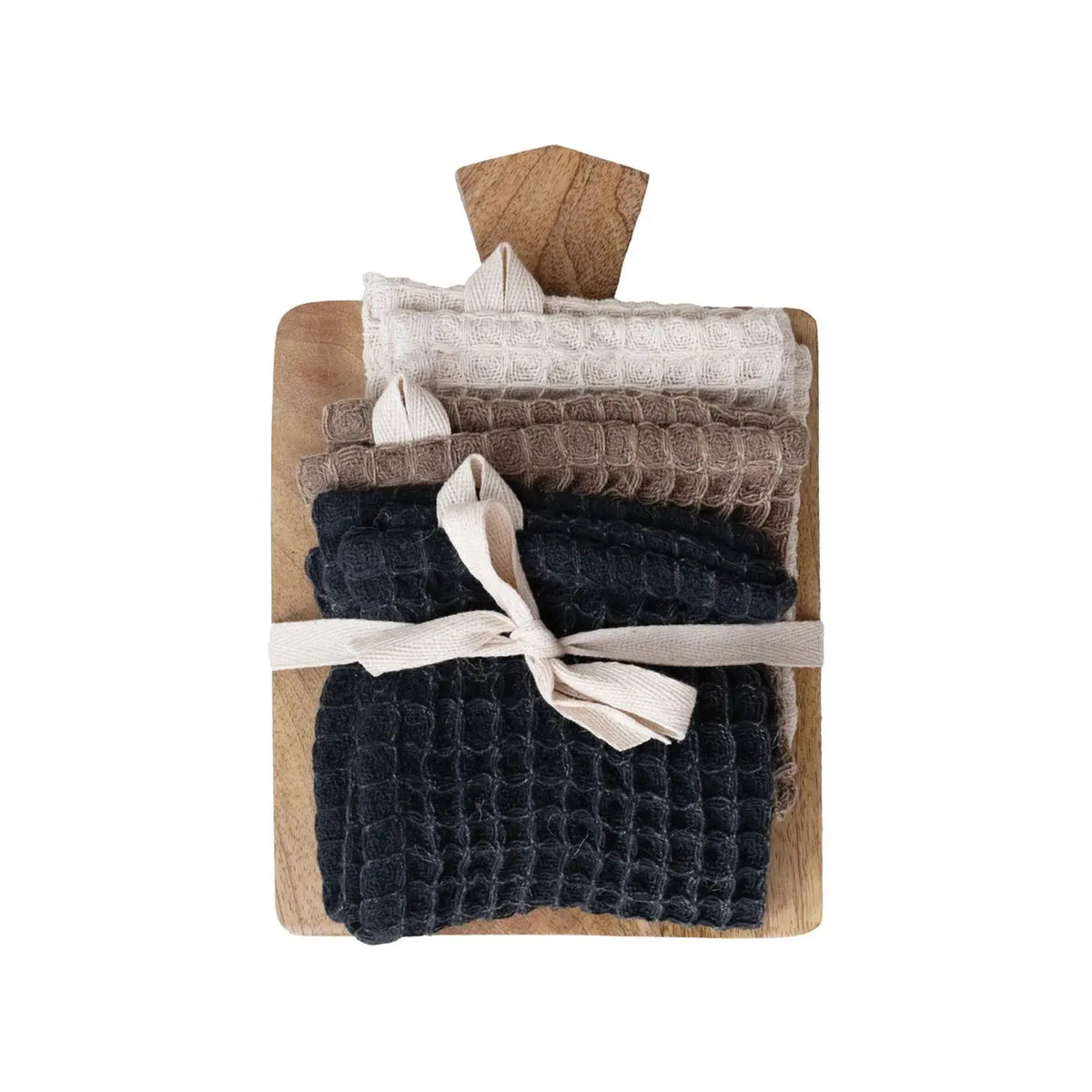 CREATIVE WAFFLE WEAVE DISH CLOTHS W/SERVING CHEESE BOARD