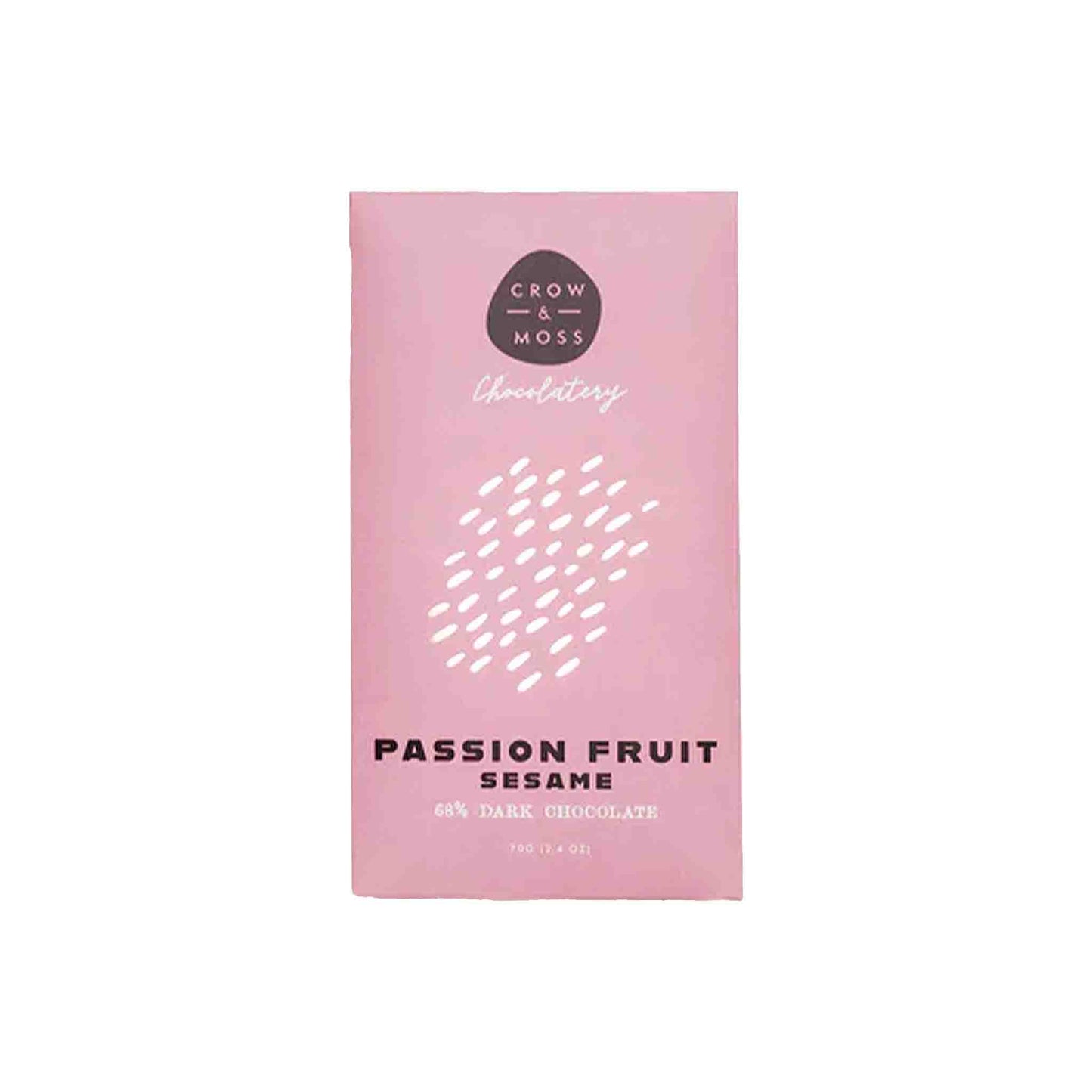 CROW & MOSS PASSION FRUIT SESAME 68% DARK CHOCOLATE 70g