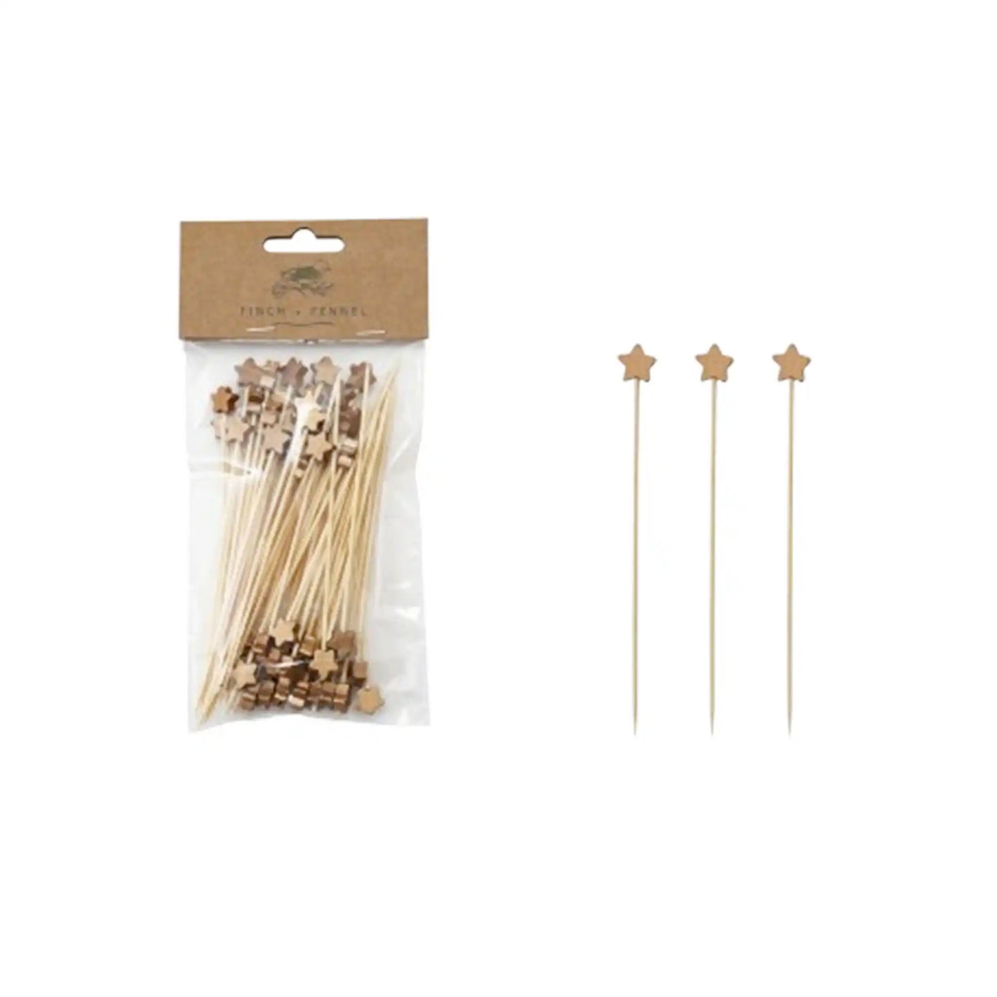 FINCH&FENNEL BAMBOO SKEWERS W/STARS 50ct