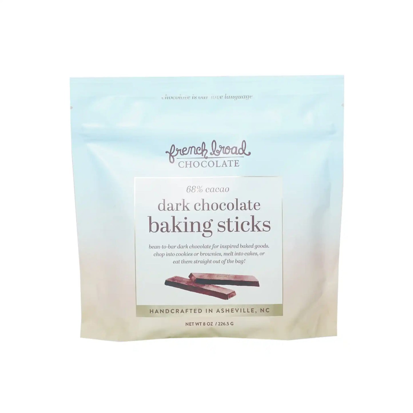 FRENCH BROAD 68% CACAO DARK CHOCOLATE BAKING STICKS 8oz