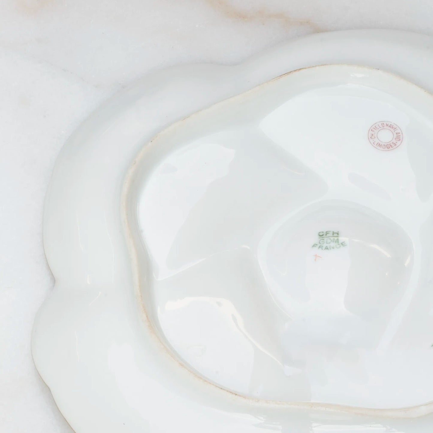 Limoges floral oyster plate reverse with gold accent detail