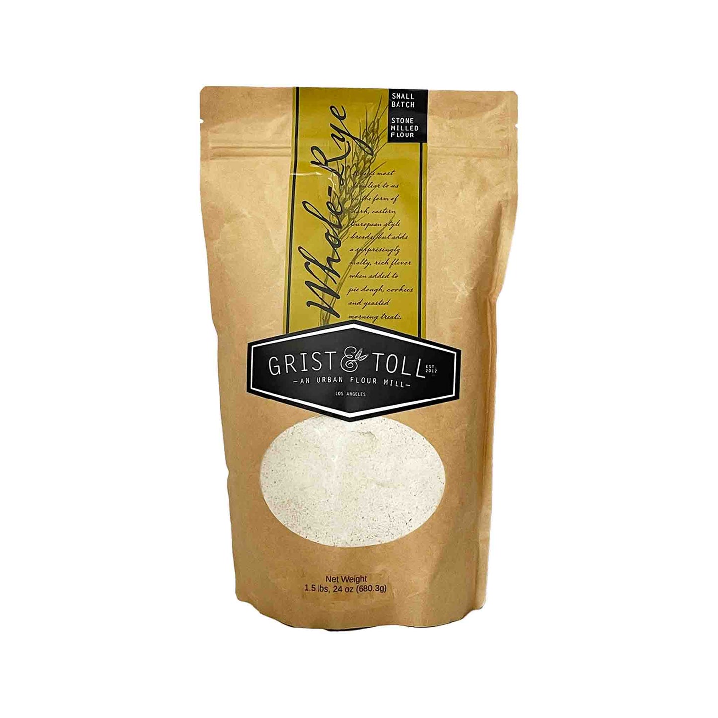 GRIST & TOLL WHOLE GRAIN RYE FLOUR 1.5lbs