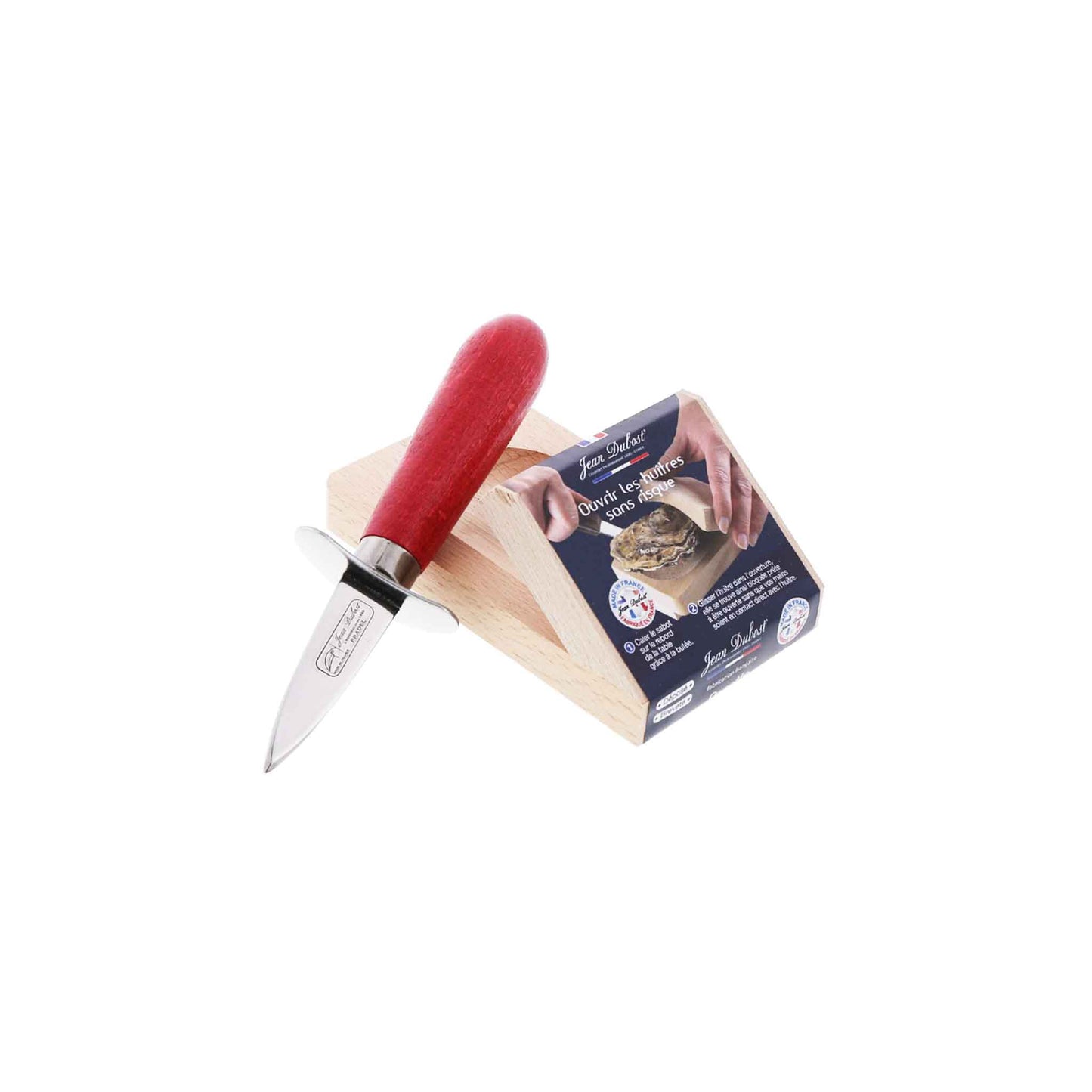 JEAN DUBOST OYSTER HOLDER + OYSTER KNIFE SET - RED