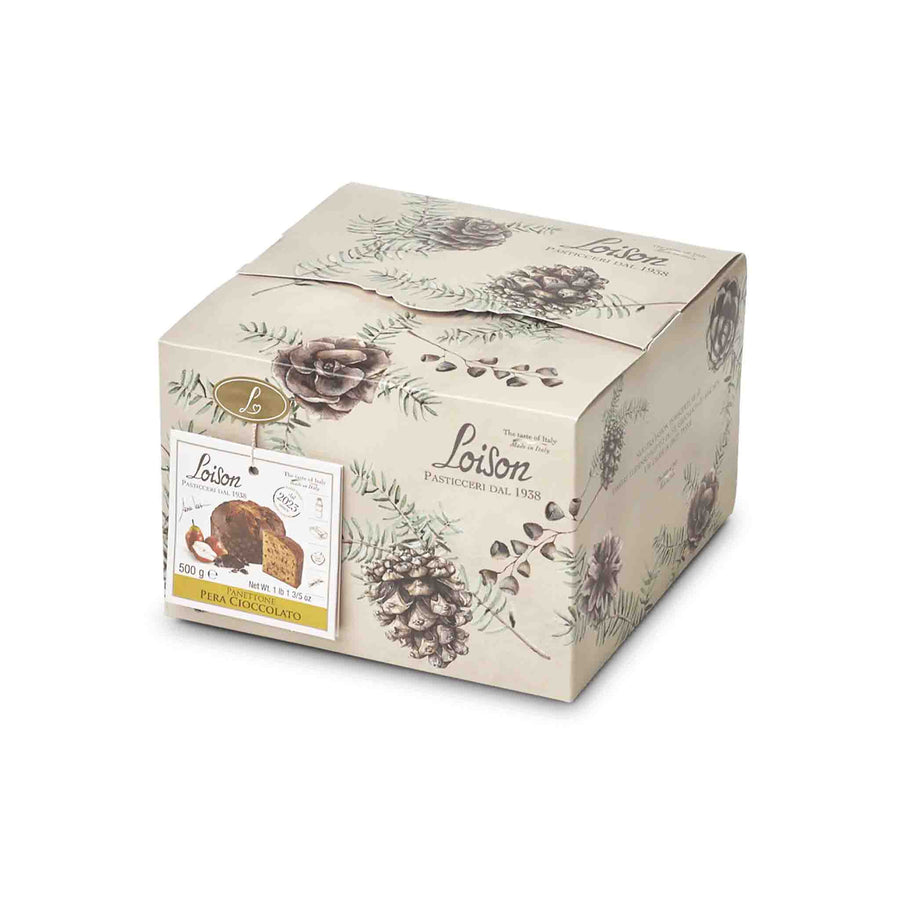 LOISON PANETTONE WITH CANDIED PEAR AND DARK CHOCOLATE DROPS 500g