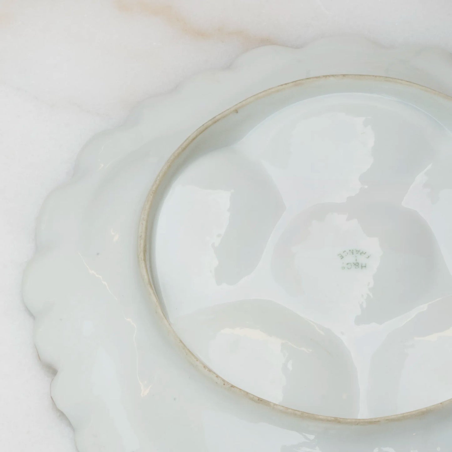 VINTAGE LIMOGES OYSTER PLATE - LIGHT BLUE