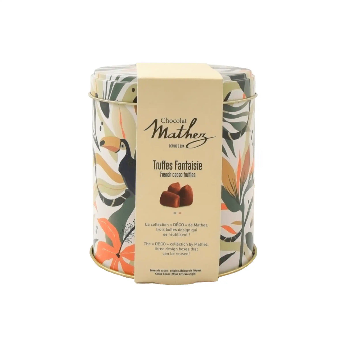 MATHEZ CHOCOLATE FANCY TRUFFLES DECO COLLECTION JUNGLE TIN 250g