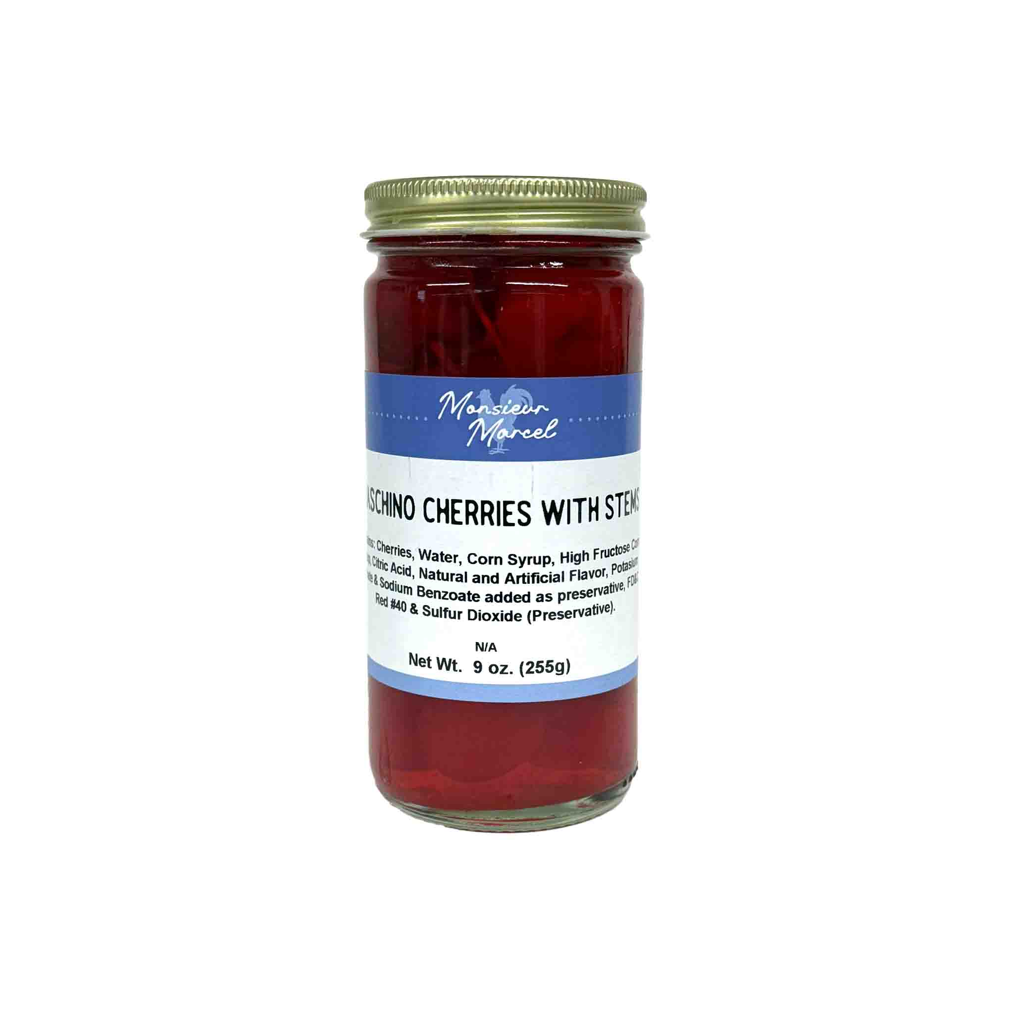 MONSIEUR MARCEL MARASCHINO CHERRIES WITH STEM 9oz – monsieur
