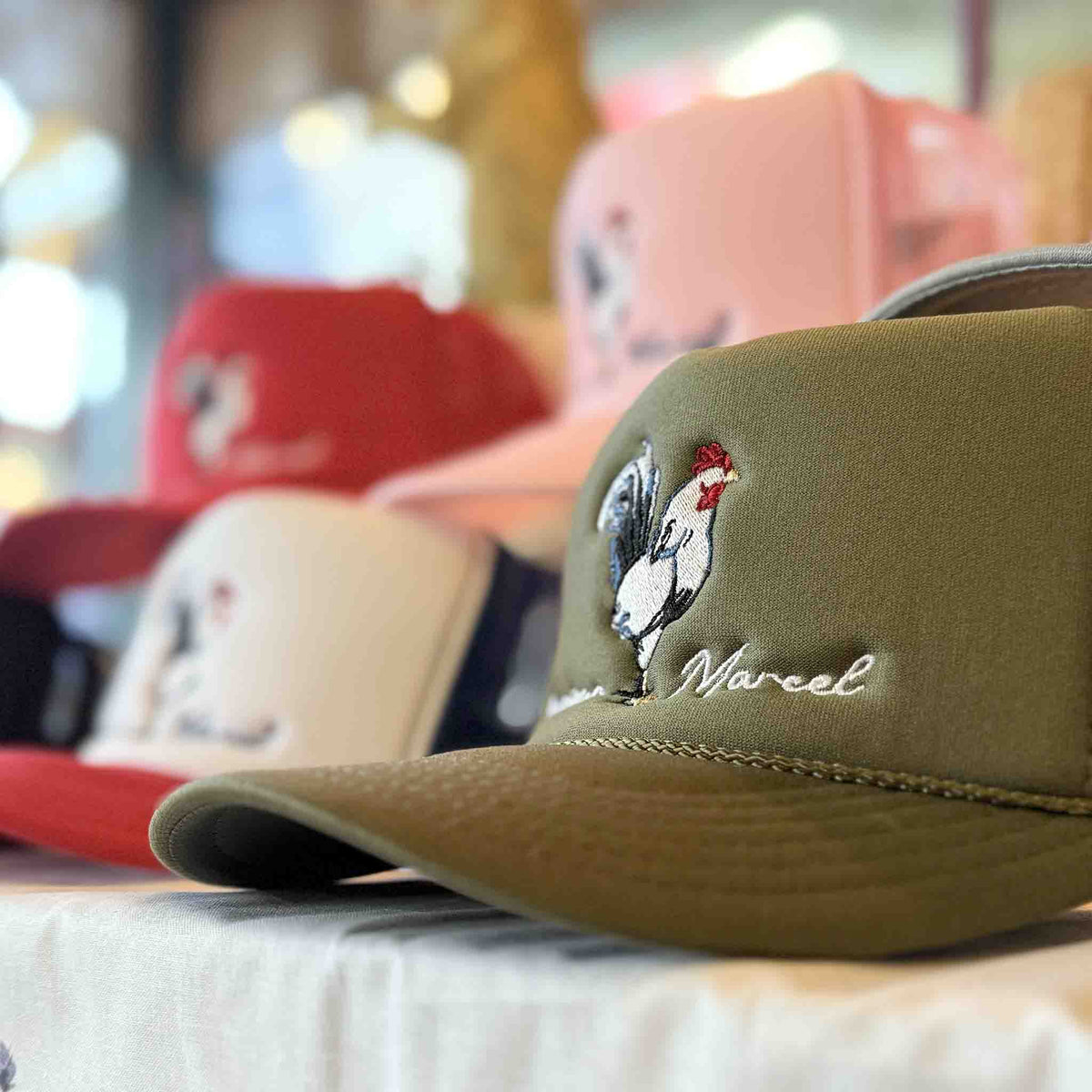 MONSIEUR MARCEL TRUCKER HAT WITH ROOSTER LOGO – monsieur  display picture 1
