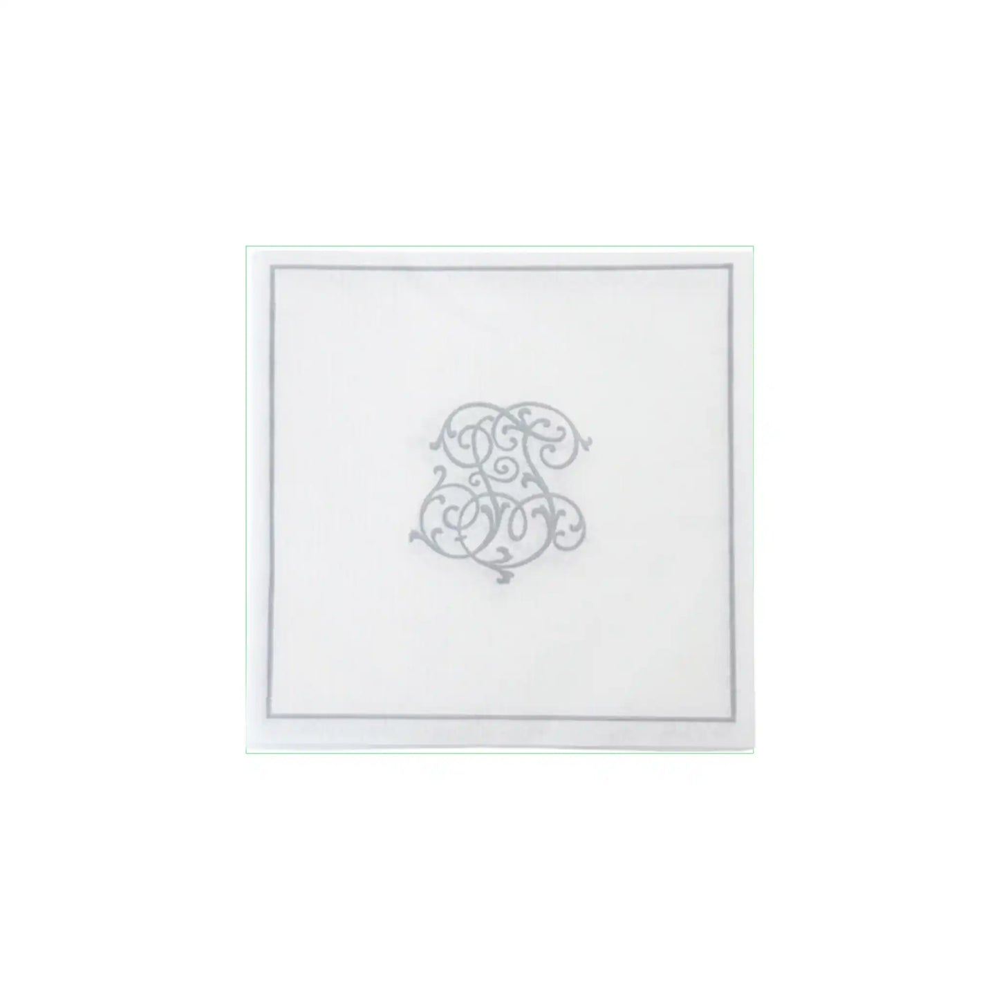 PAVIOT MONOGRAM SILVER COCKTAIL COCKTAIL NAPKIN