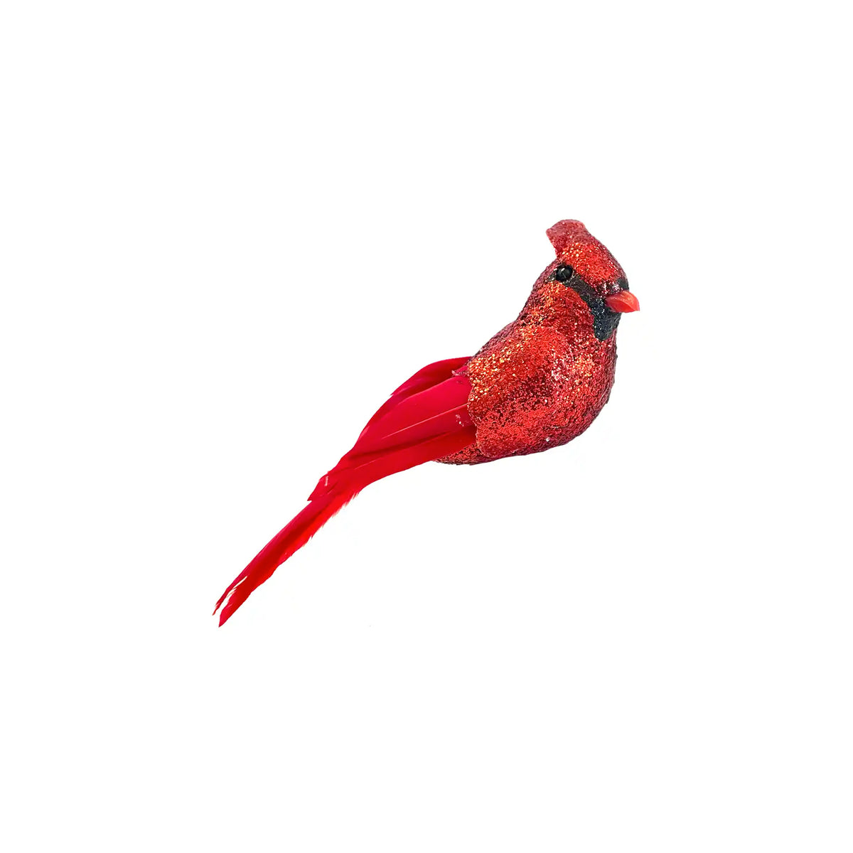 RAZ GLITTERED CARDINAL CLIP-ON ORNAMENT RED