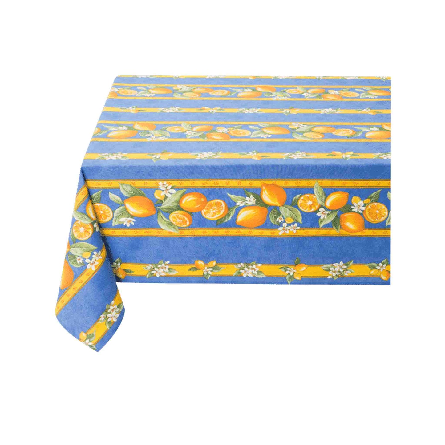 TISSUS TOSELLI CITRON COTTON TABLECLOTH - BLUE (60"x118")