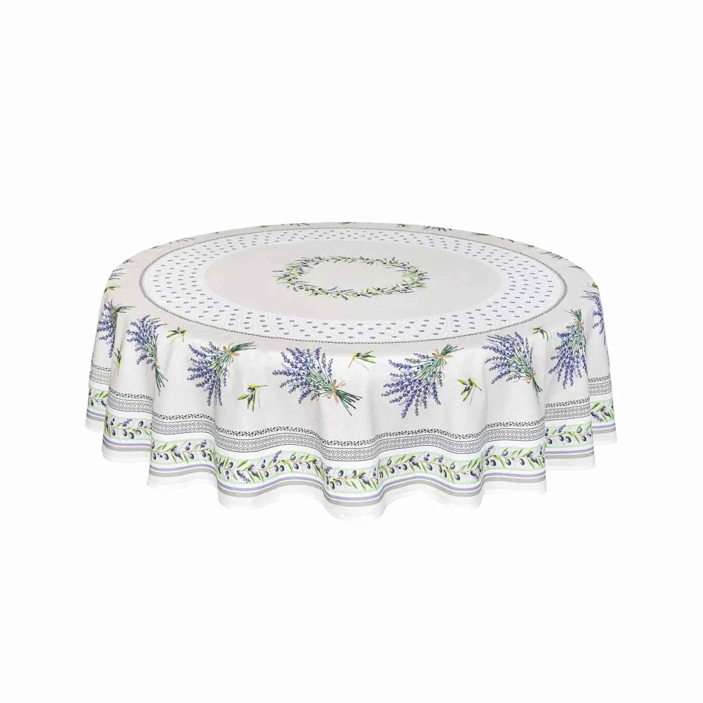 TISSUS TOSELLI LAURIS COTTON TABLECLOTH - ECRU (90")