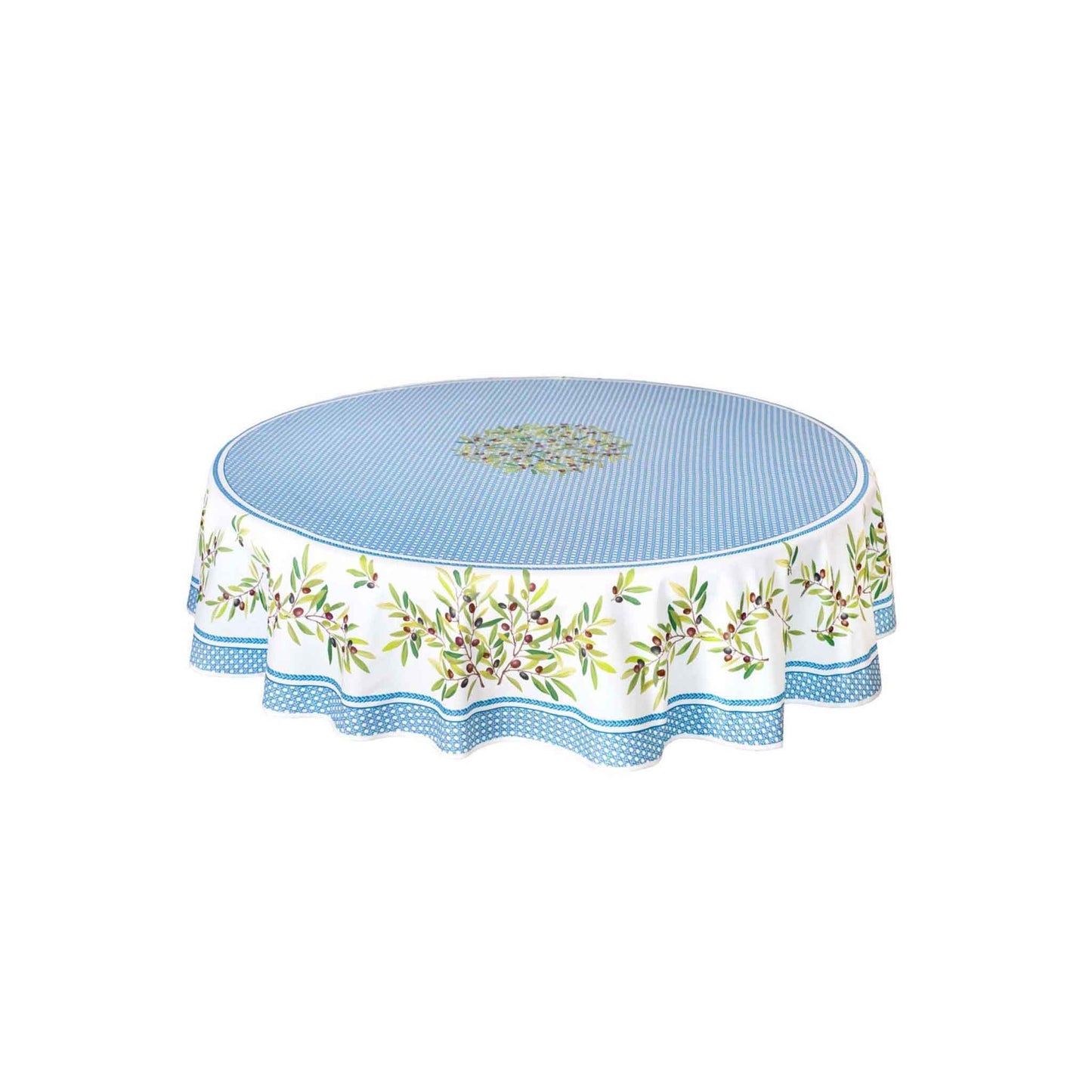 TISSUS TOSELLI NYONS ACRYLIC COATED COTTON TABLECLOTH - BLUE (70")