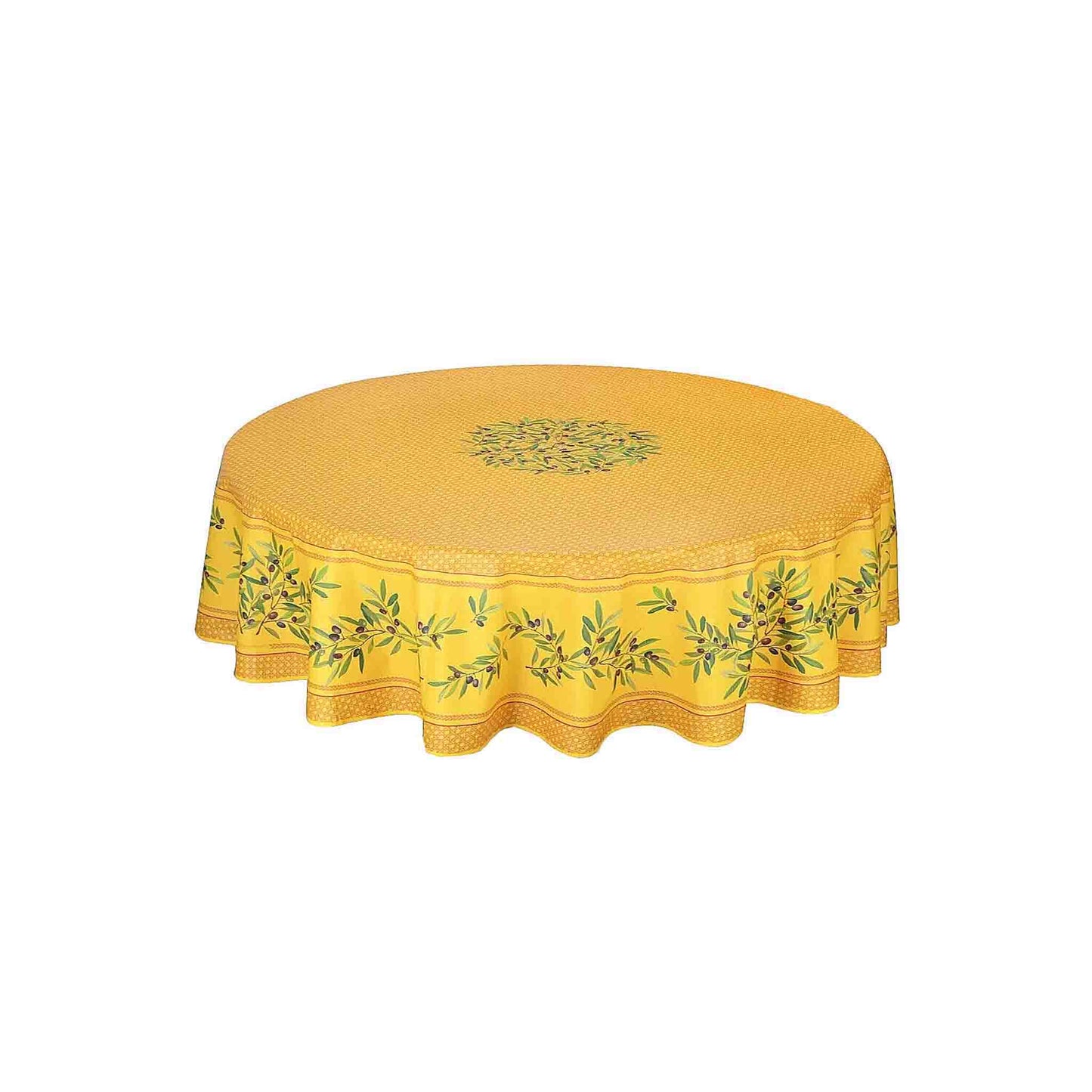 TISSUS TOSELLI NYONS ACRYLIC COATED COTTON TABLECLOTH - YELLOW (70")