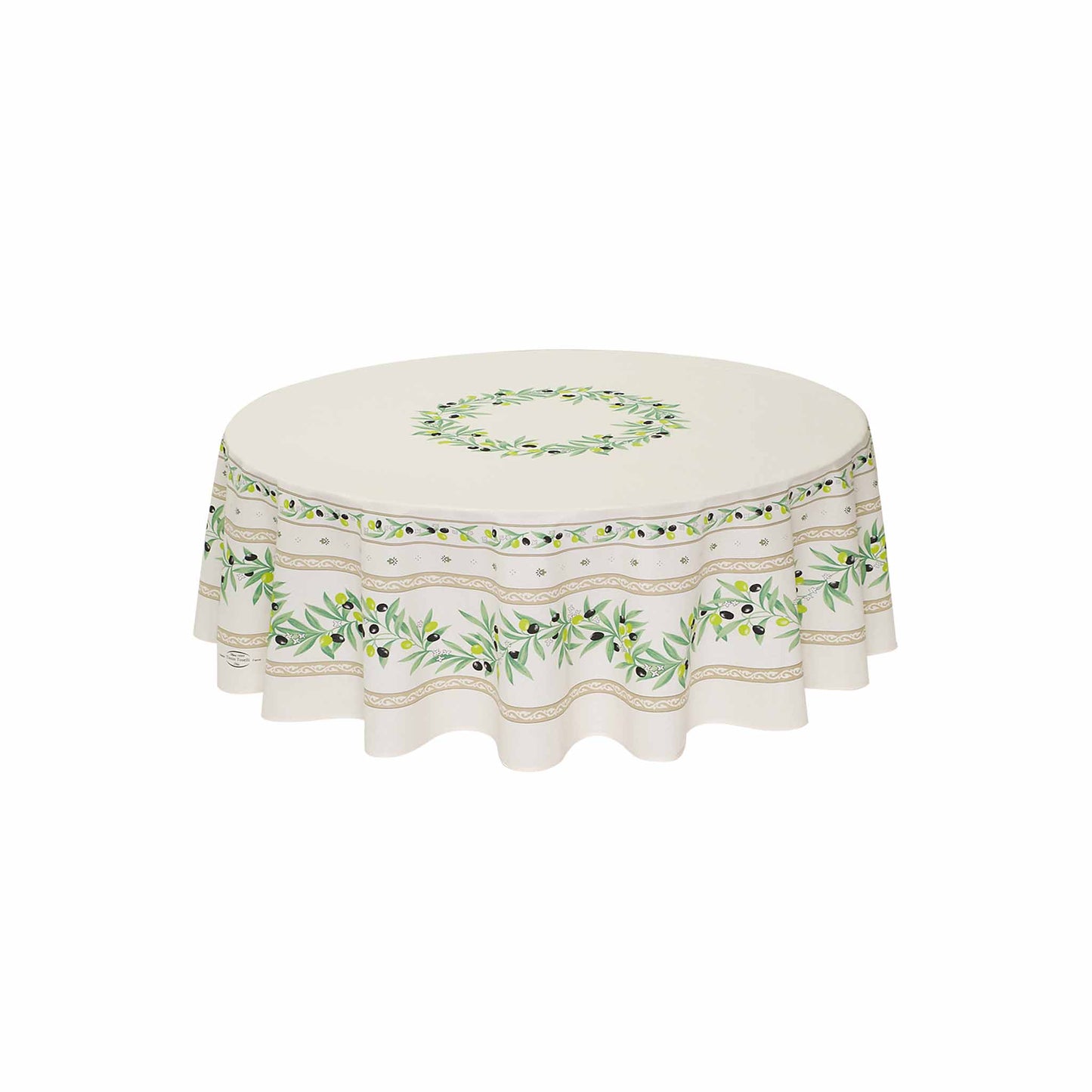 TISSUS TOSELLI RAMATUELLE ACRYLIC COATED COTTON TABLECLOTH - ECRU (70")