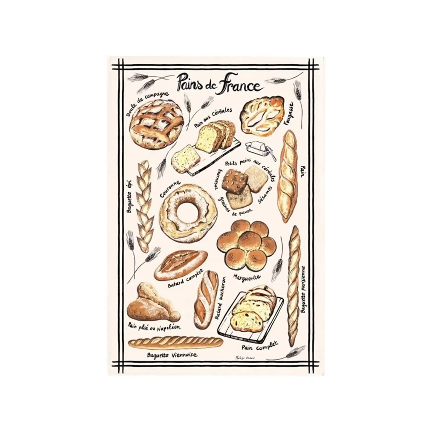 TORCHON PAINS DE FRANCE TEA TOWEL