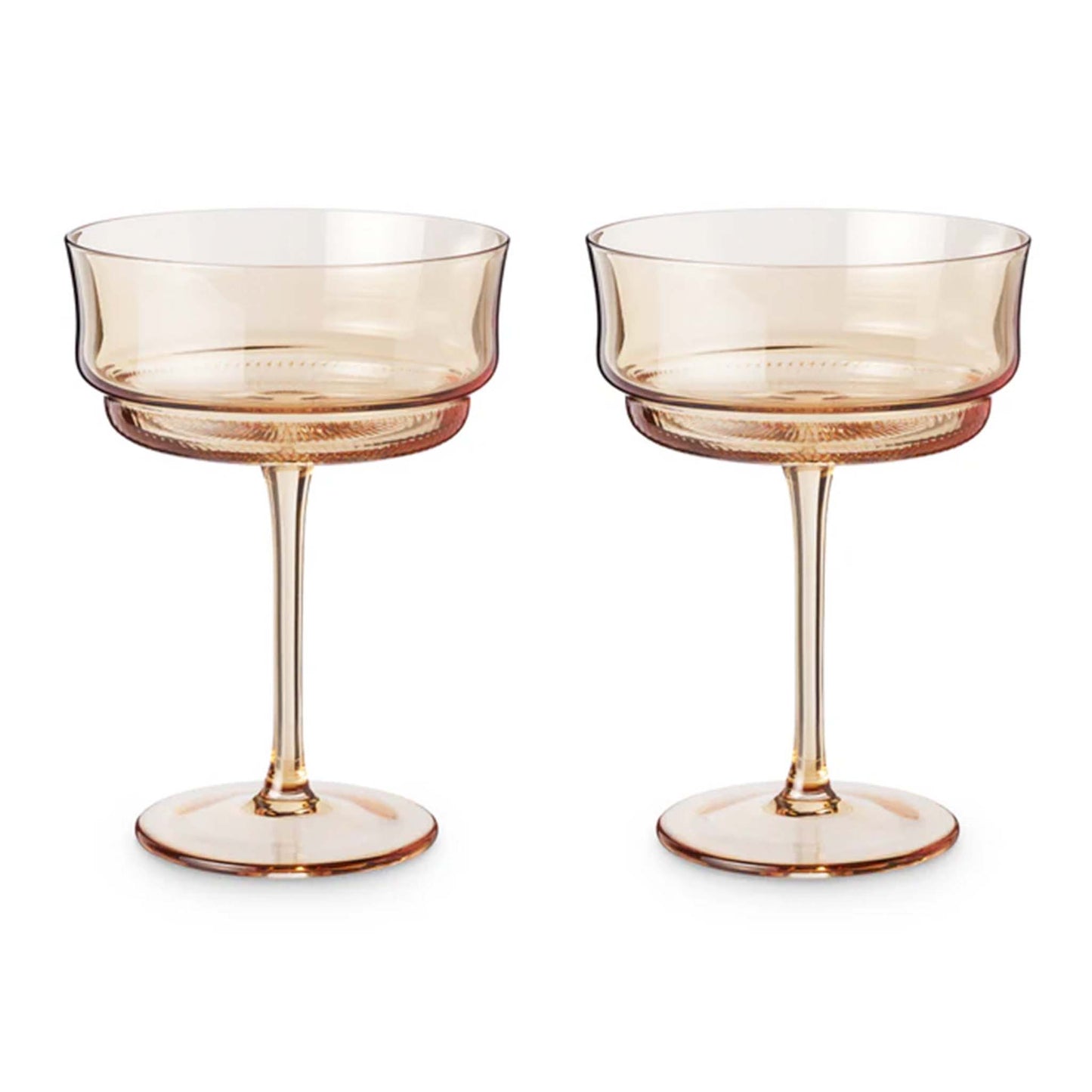 TWINE LIVING TULIP COCKTAIL COUPE SET OF 2 - TINTED AMBER