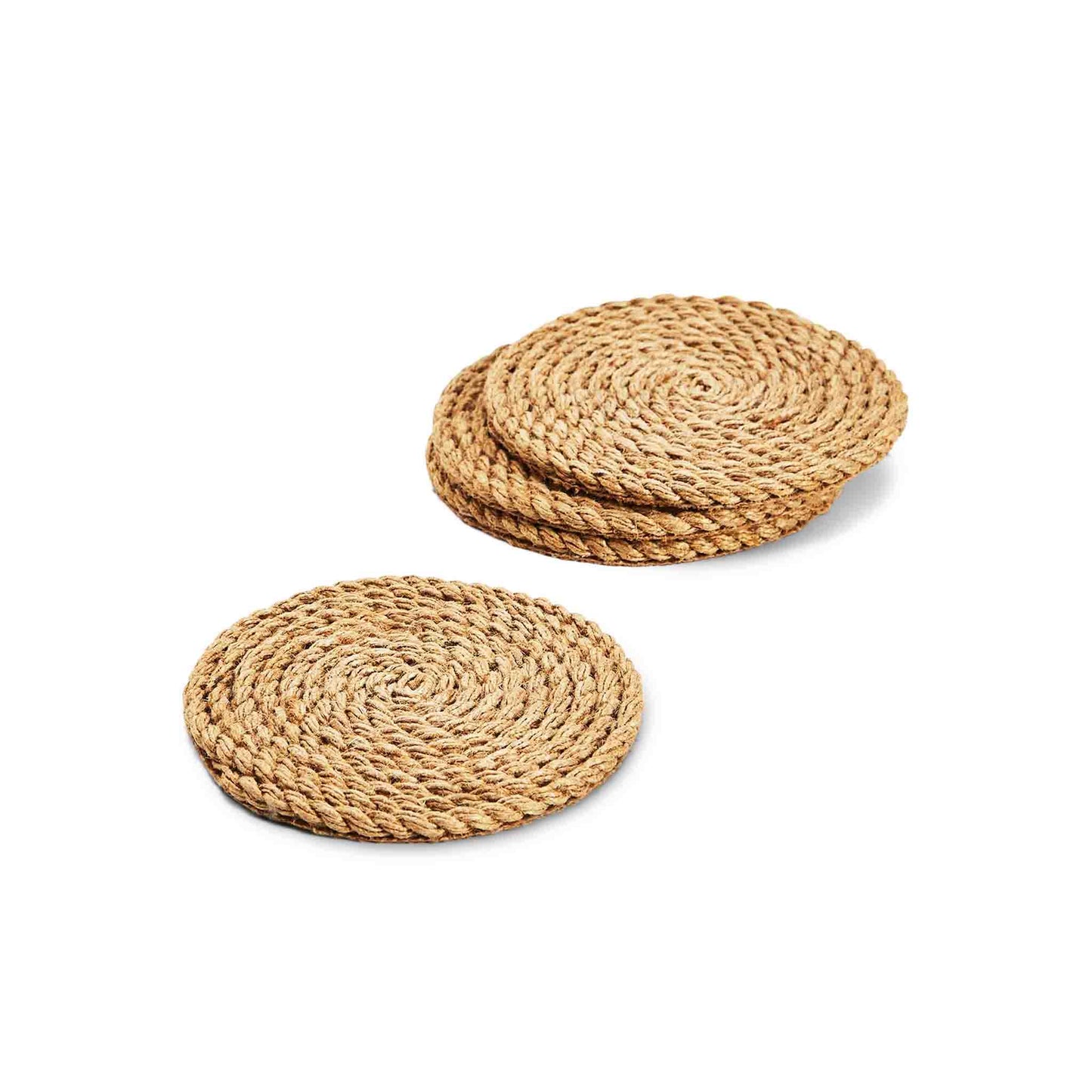 TWO'S COMPANY JUTE CIRCLE COASTER SET OF 4