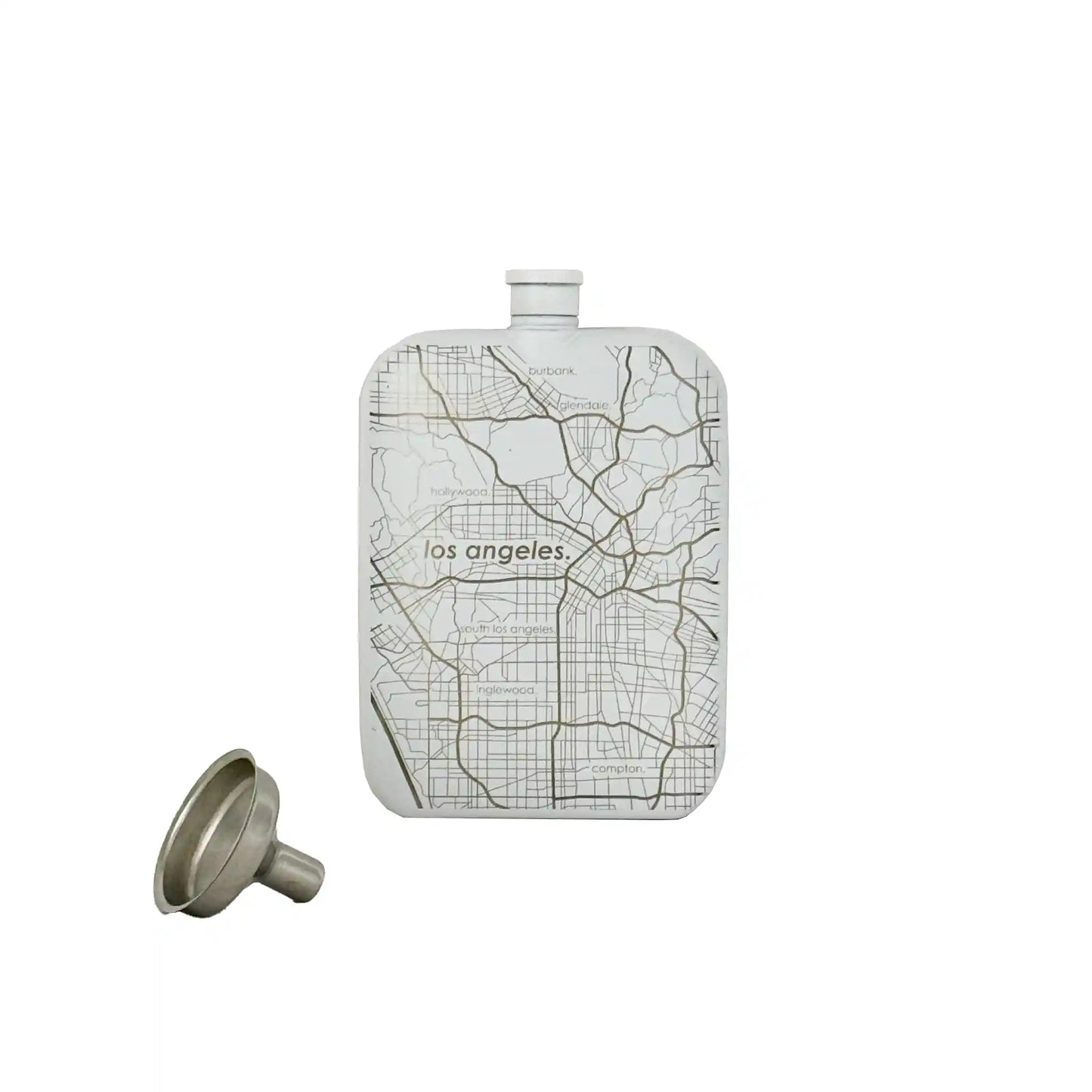 WELL TOLD LOS ANGELES MAP FLASK 6oz - WHITE