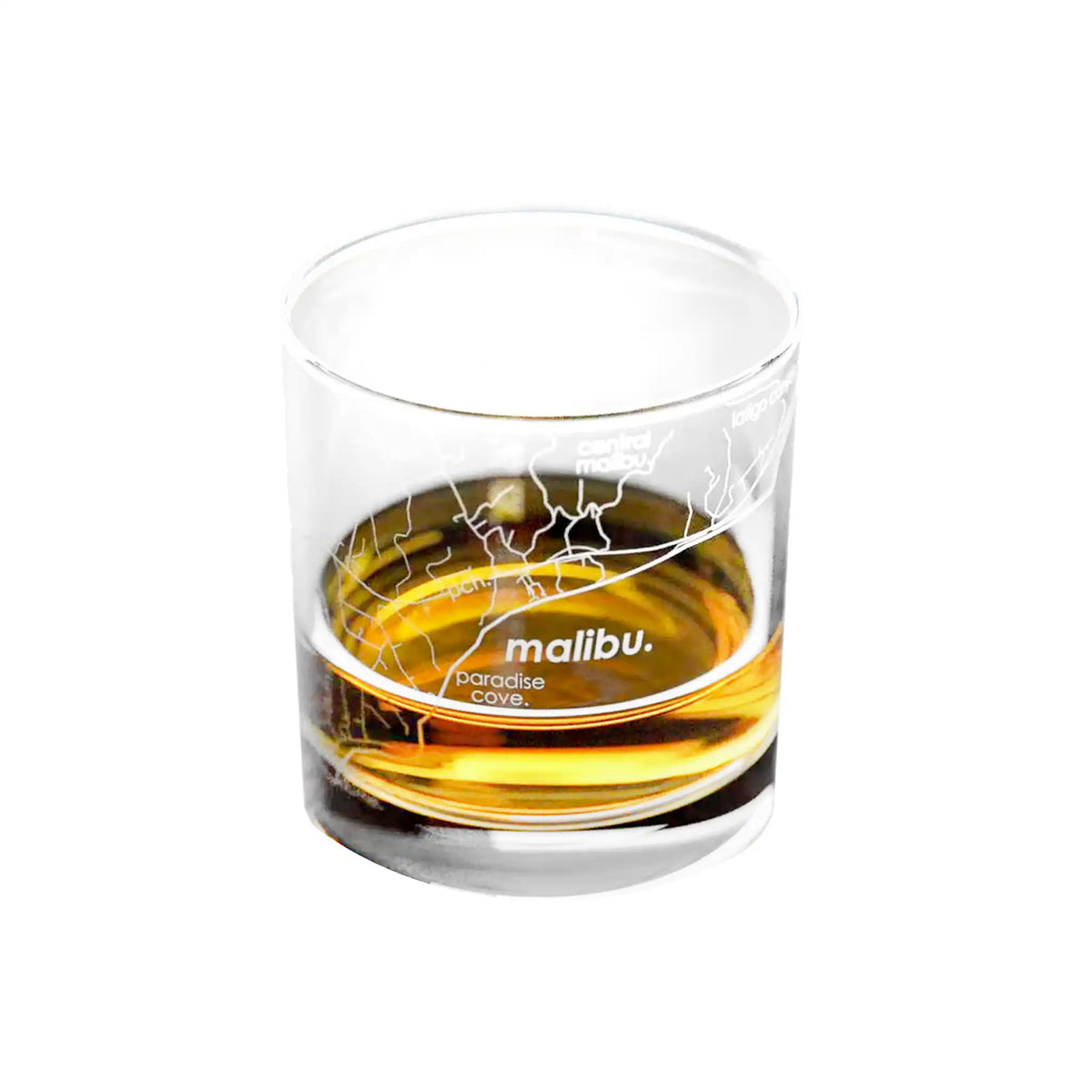 WELL TOLD MALIBU MAP ETCHED WHISKEY GLASS 11oz