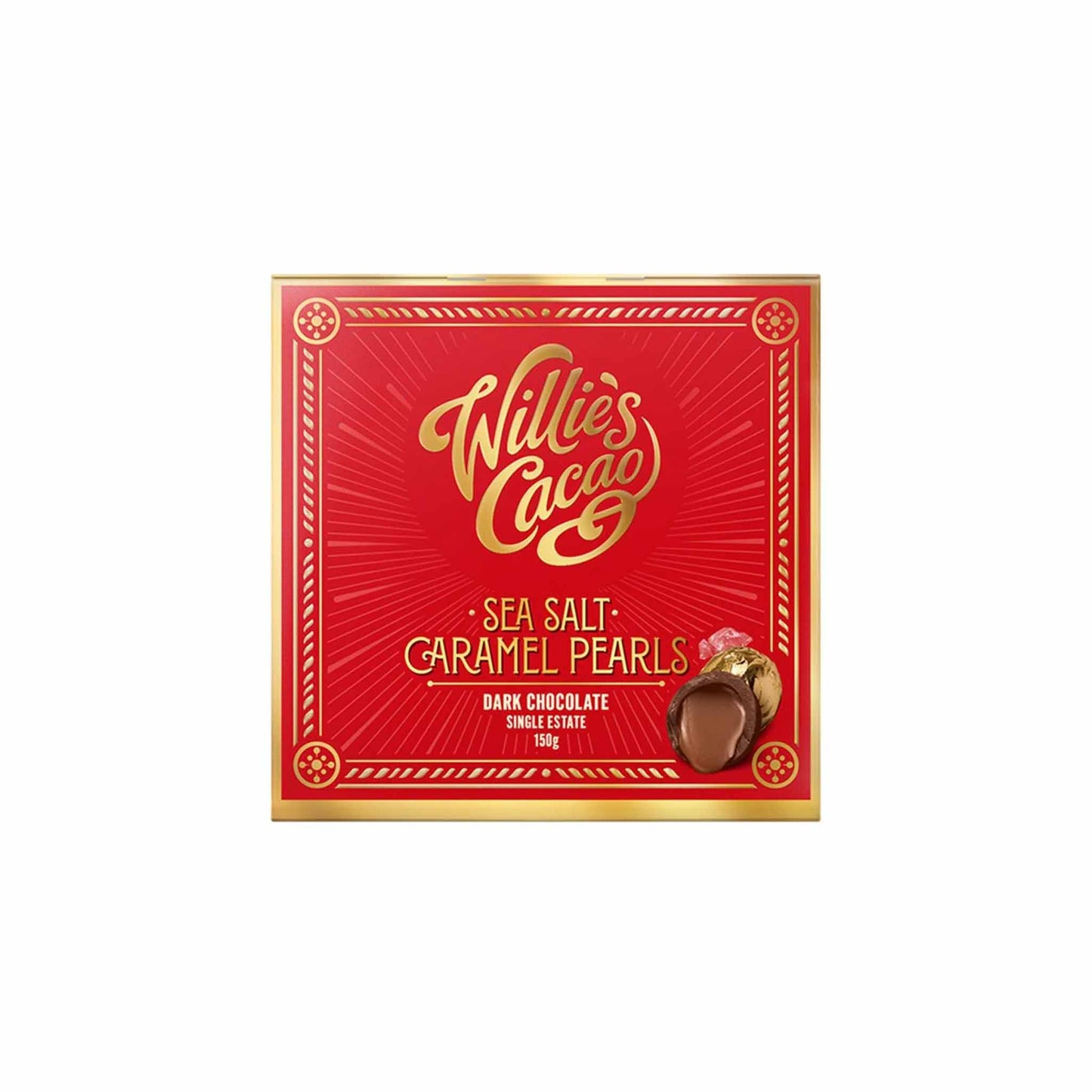 WILLIES SEA SALT DARK CHOCOLATE CARAMEL PEARLS 150g