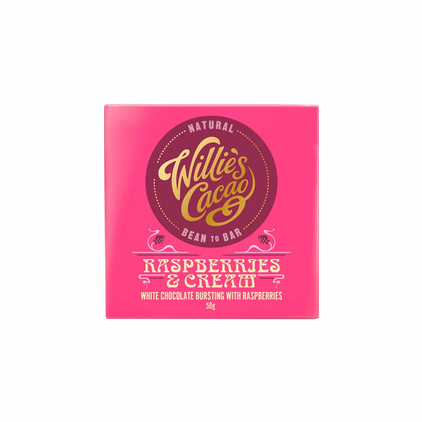 WILLIE'S CACAO RASPBERRIES & CREAM WHITE CHOCOLATE 50g
