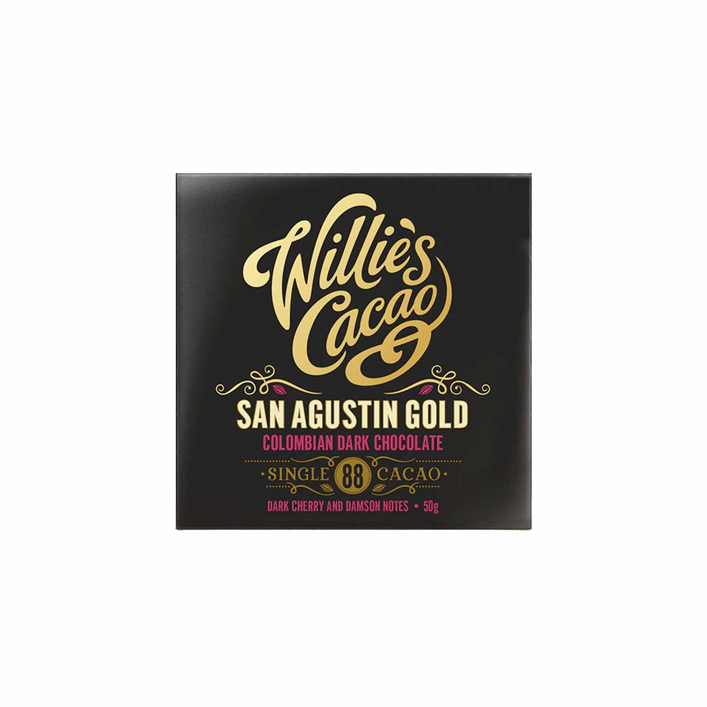 WILLIE'S CACAO SAN AUGUSTIN GOLD 88% COLOMBIAN DARK CHOCOLATE 50g