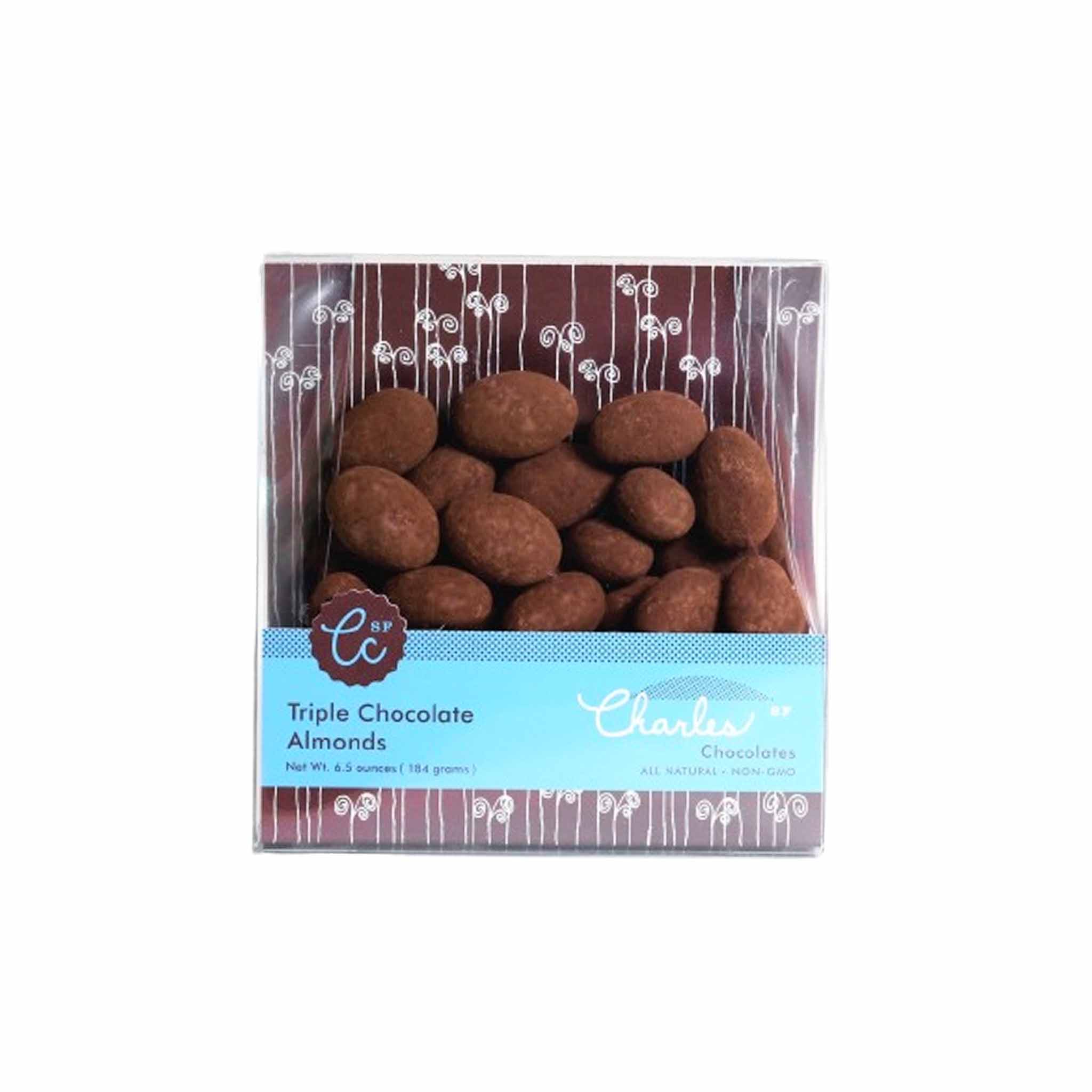 CHARLES CHOCOLATES TRIPLE CHOCOLATE ALMONDS 6.5oz