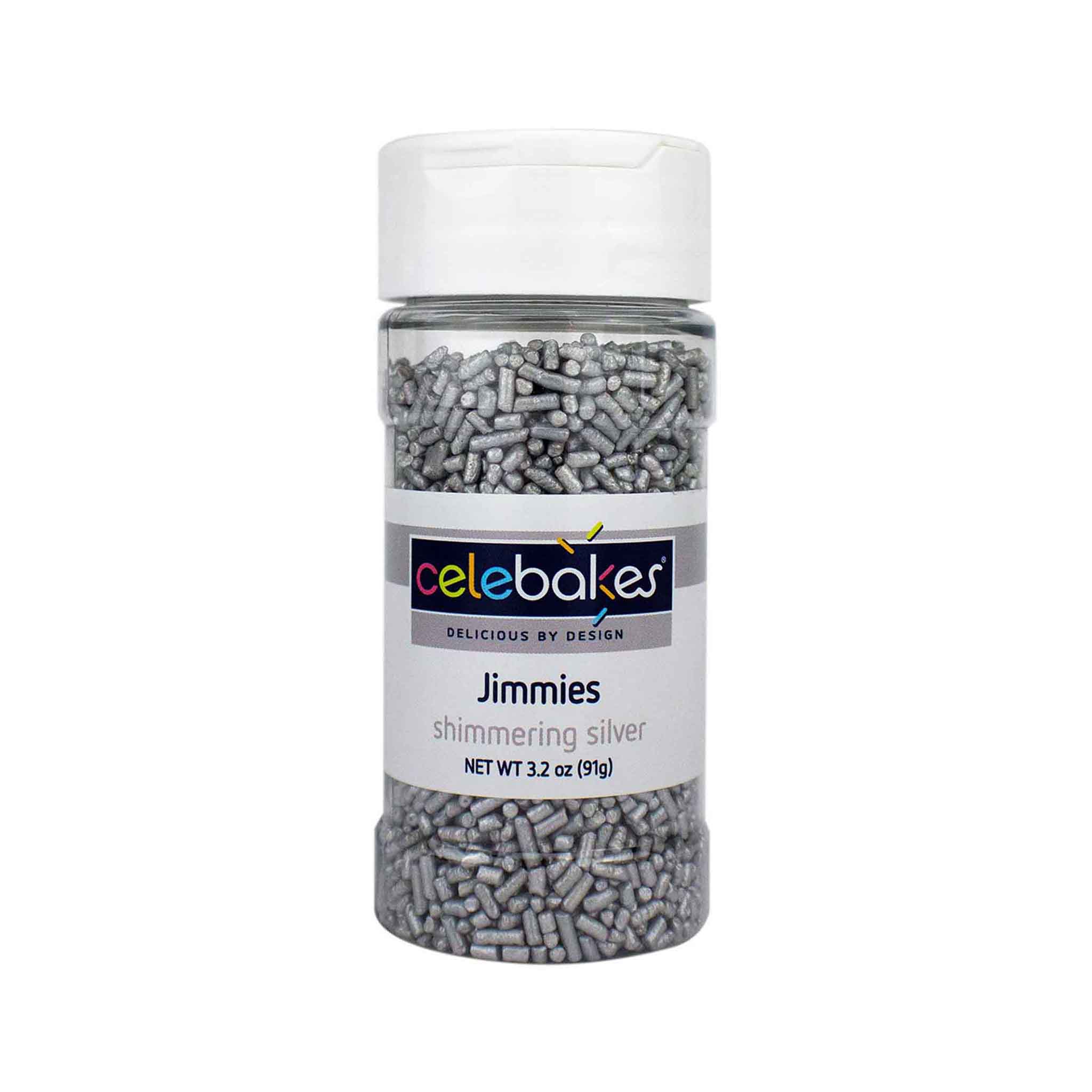 Celebakes Shimmering Silver Jimmies for Cake Decoration