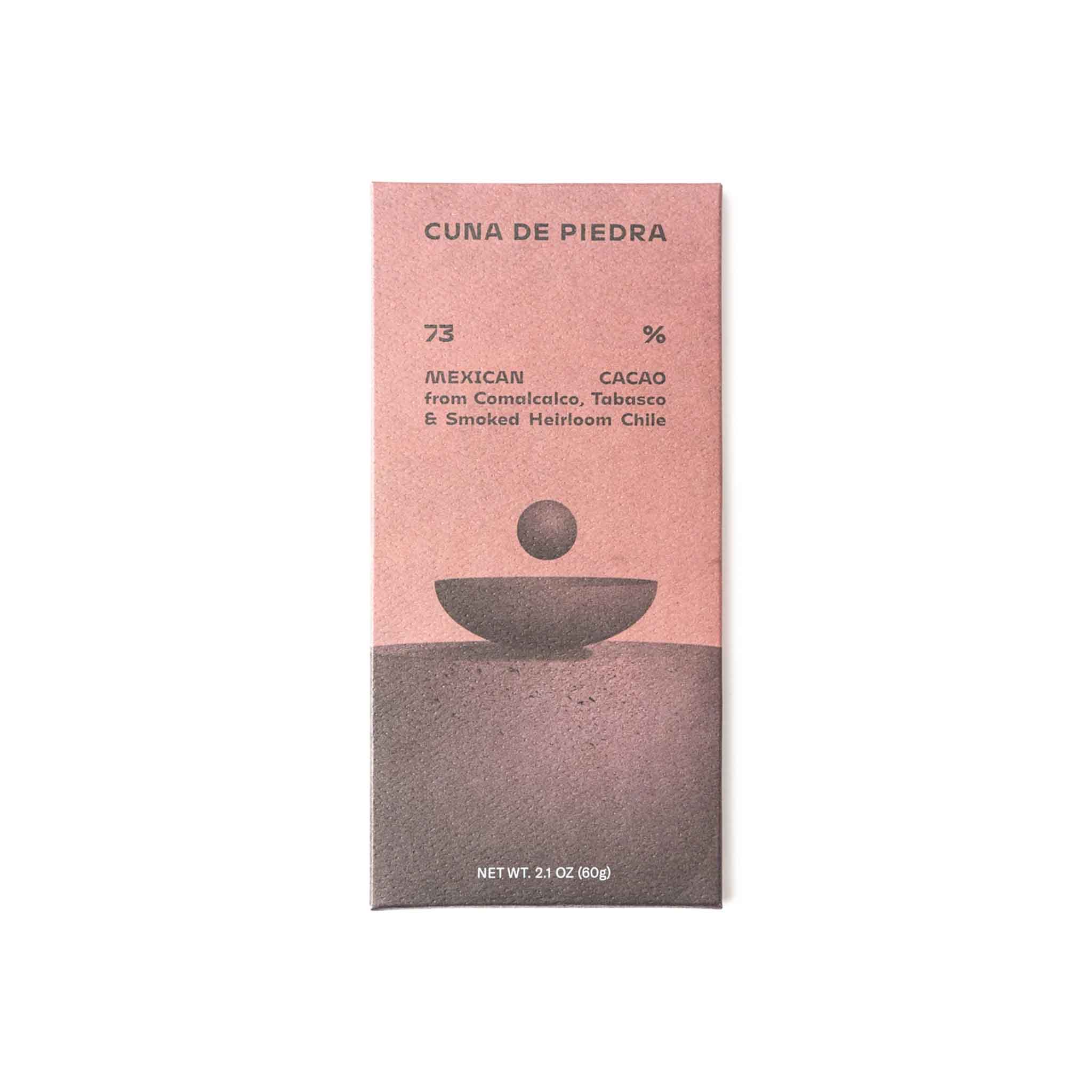 CUNA DE PIEDRA WITH SMOKED CHILE 73% DARK CHOCOLATE 60g
