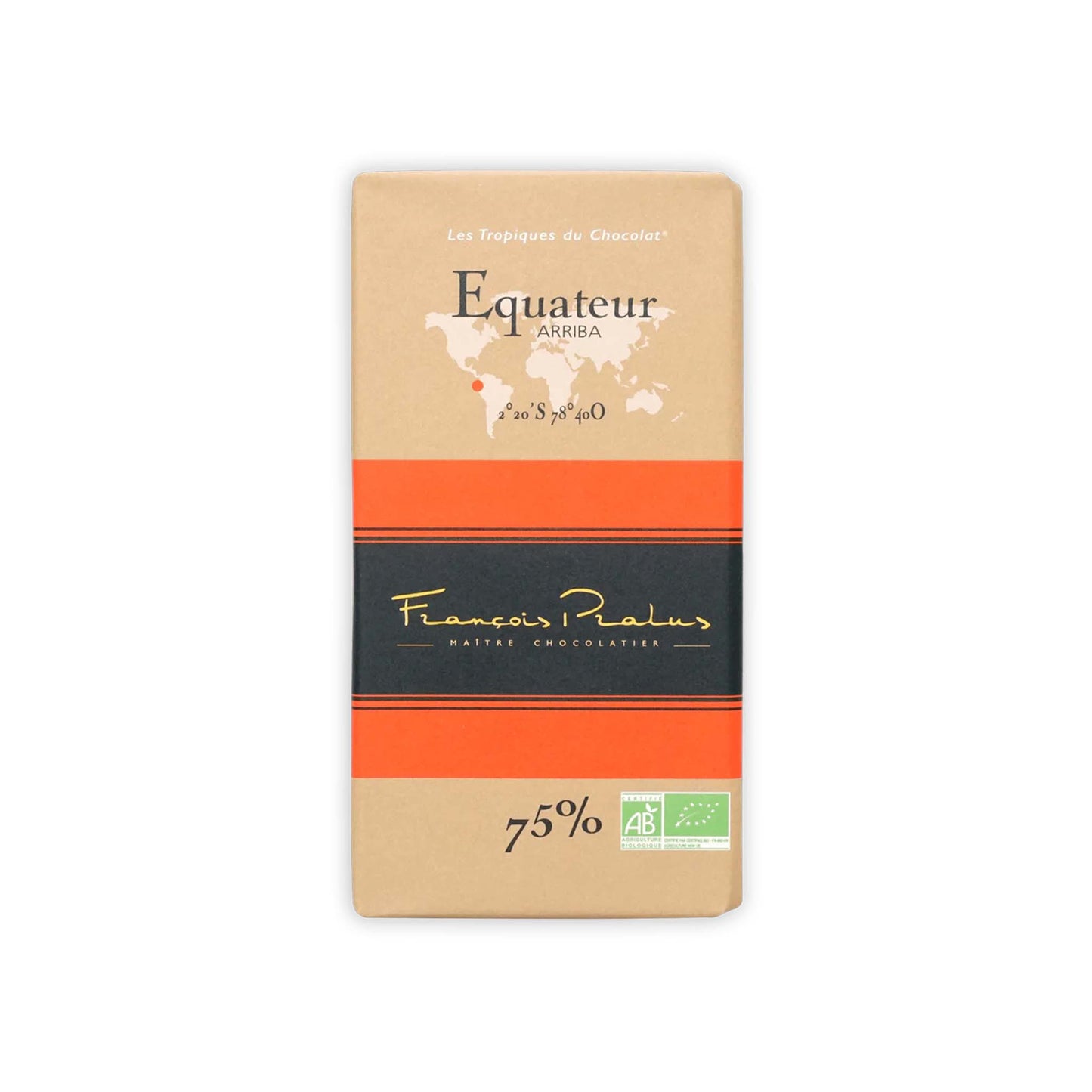 FRANCOIS PRALUS EQUATEUR 75% DARK CHOCOLATE 100g