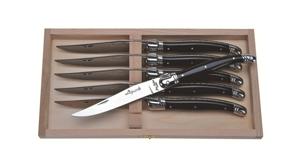 JEAN DUBOST LAGUIOLE 6 BLACK STEAK KNIVES IN CLASP BOX – monsieur 
