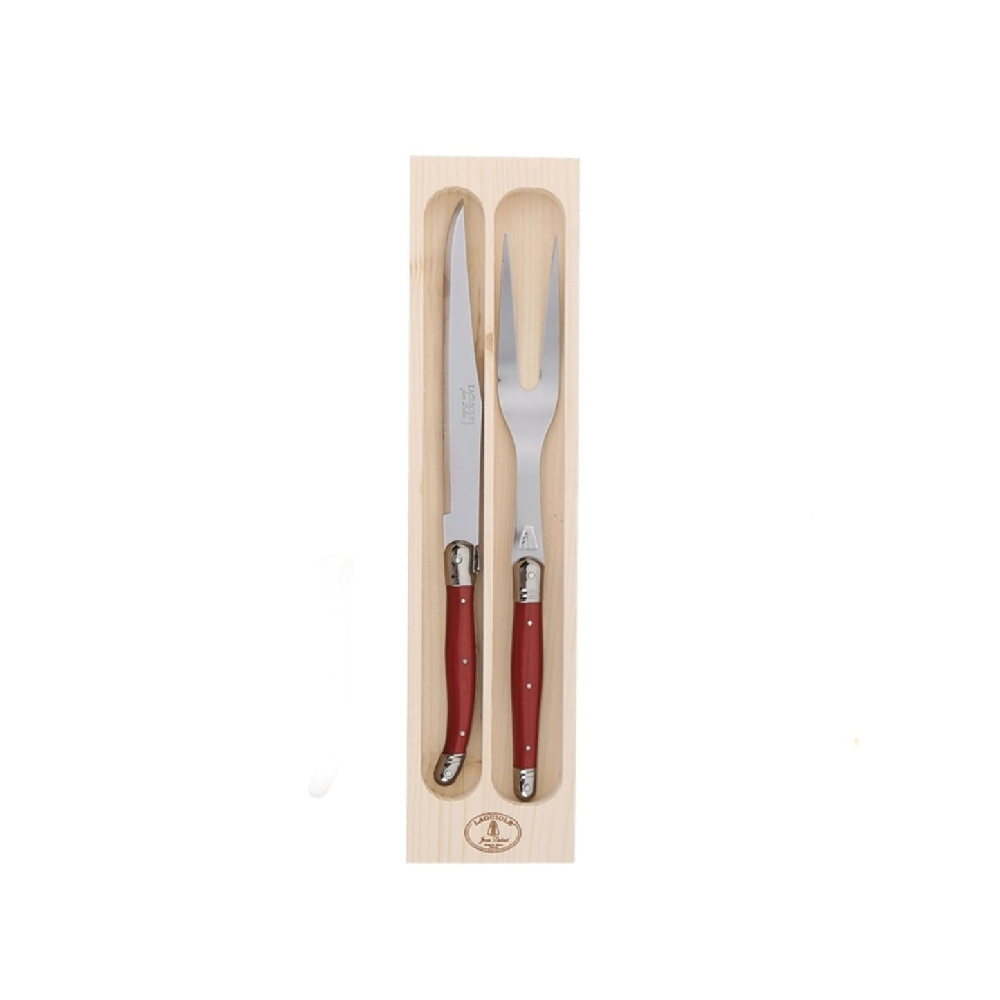 LAGUIOLE JEAN DUBOST CARVING SET IN RED