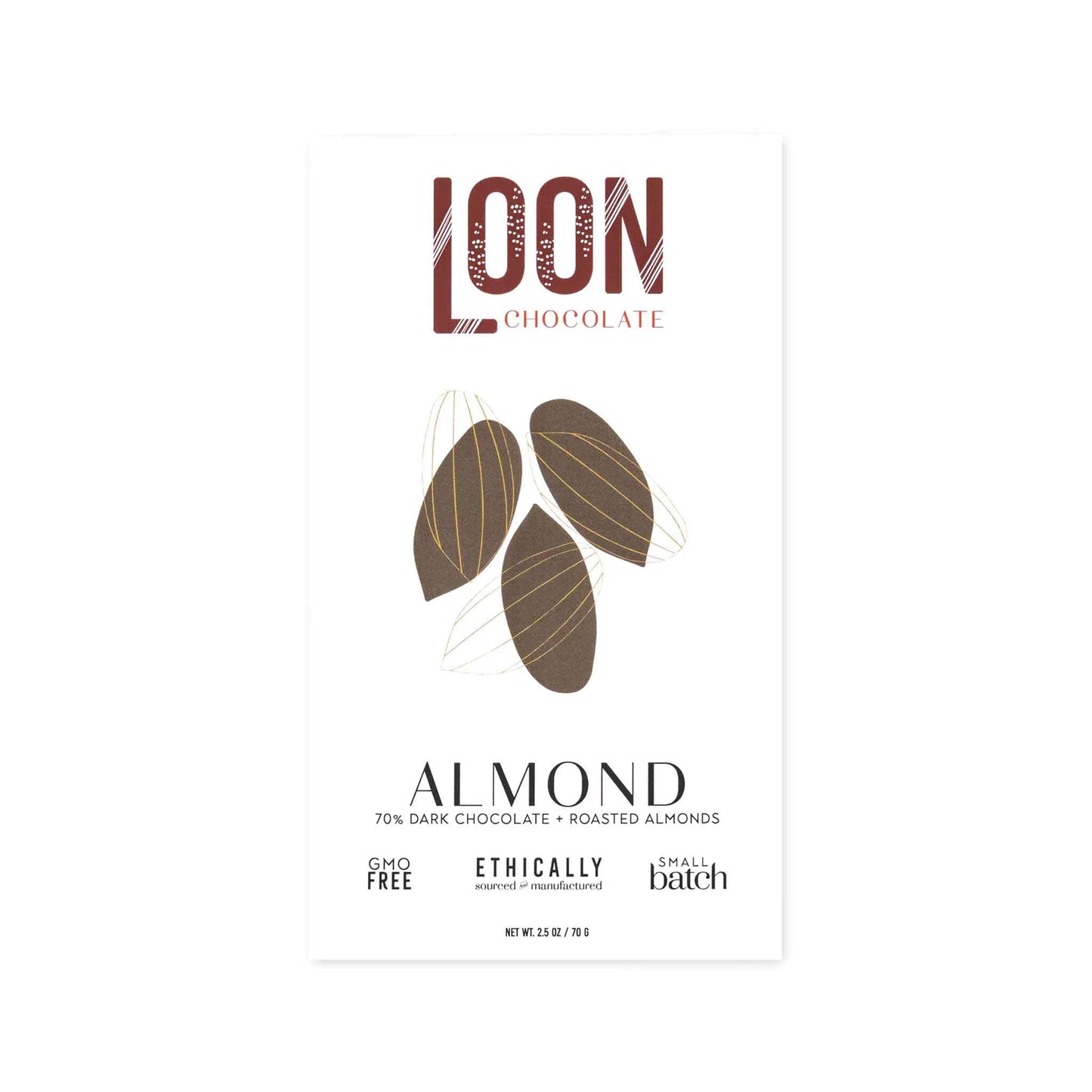 LOON ALMOND 70% DARK CHOCOLATE 70g