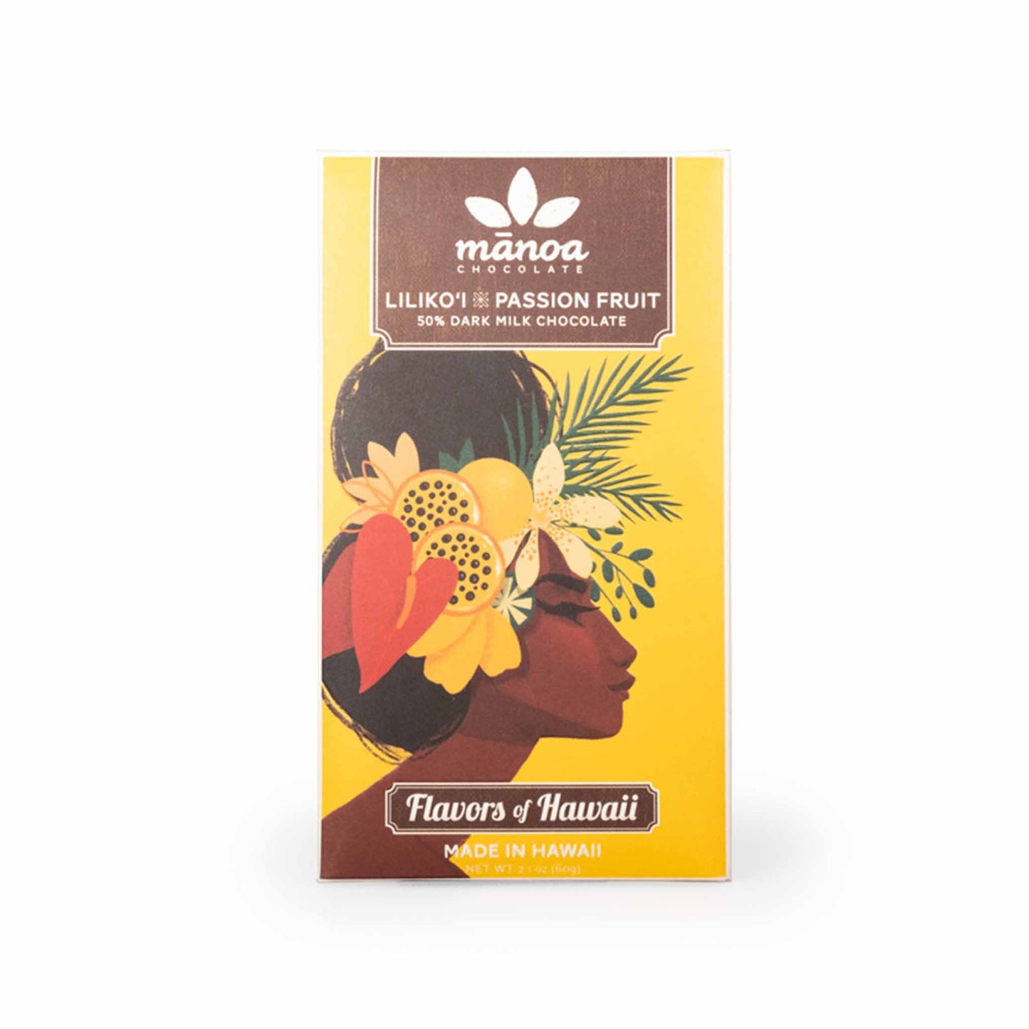 MANOA LILIKOI PASSION FRUIT 60% DARK MILK BAR 60g