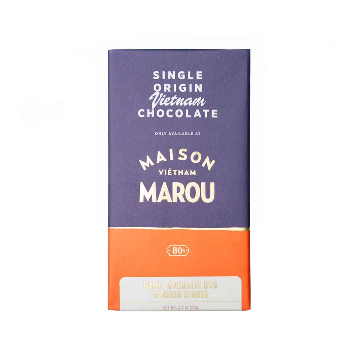 MAROU CANDIED GINGER 65% DARK CHOCOLATE 80g